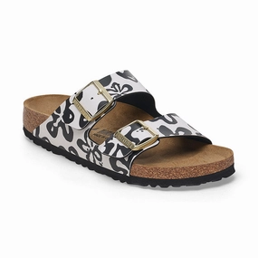 Women's Arizona Narrow Blooms White/Black Birko-Flor Air Touch