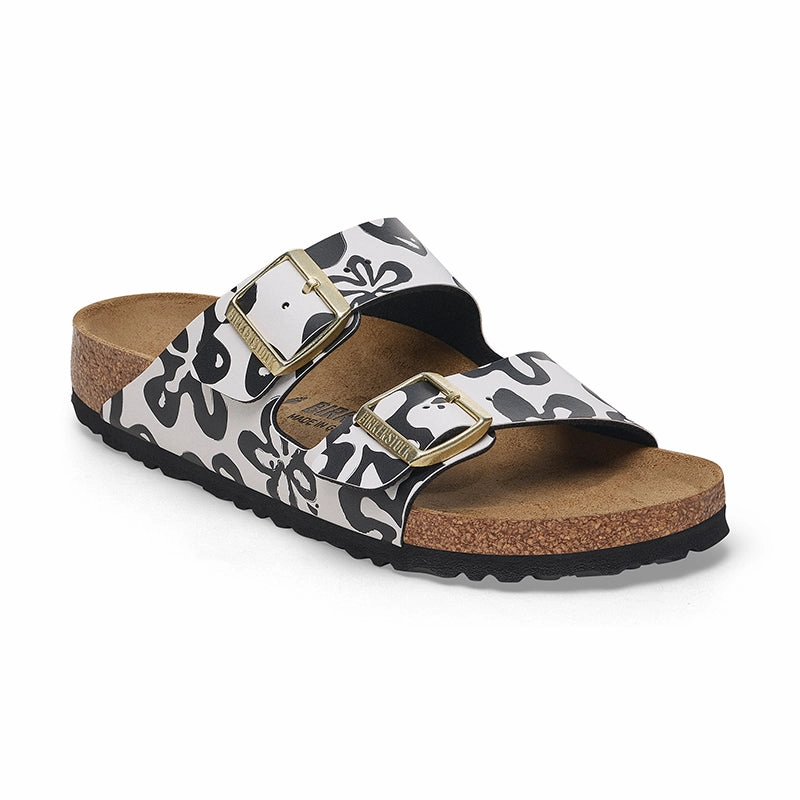 Women's Arizona Narrow Blooms White/Black Birko-Flor Air Touch