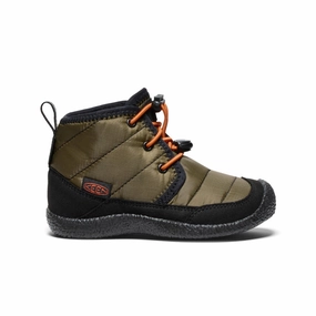 Easy Slip On Little Kids' Howser II Waterproof Chukka  |  Dark Olive/Gold Flame