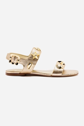Madison Flat In Gold Metallic Leather Trendy Appearance