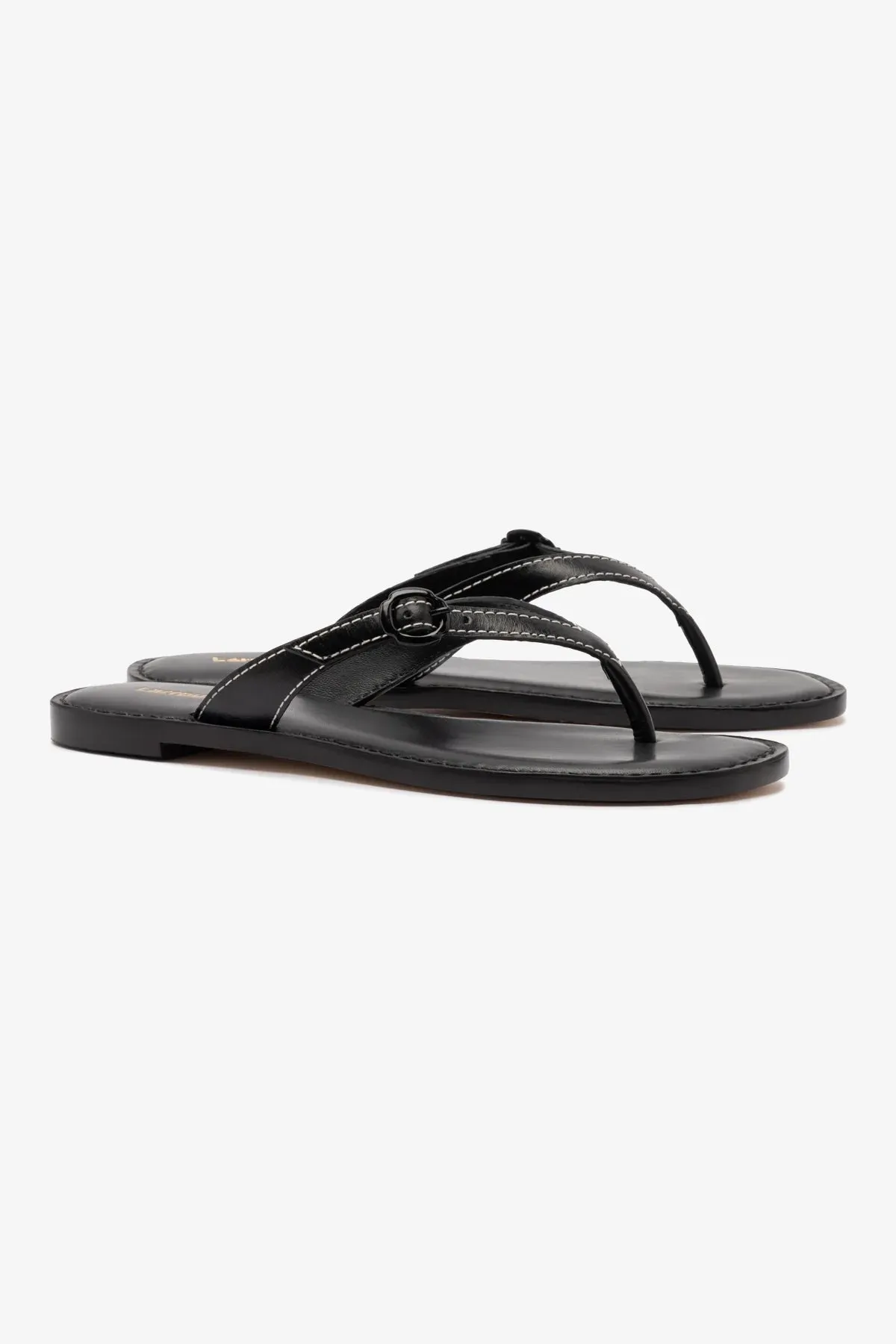 Mary Kate Flat Sandal In Black Leather Work Ready
