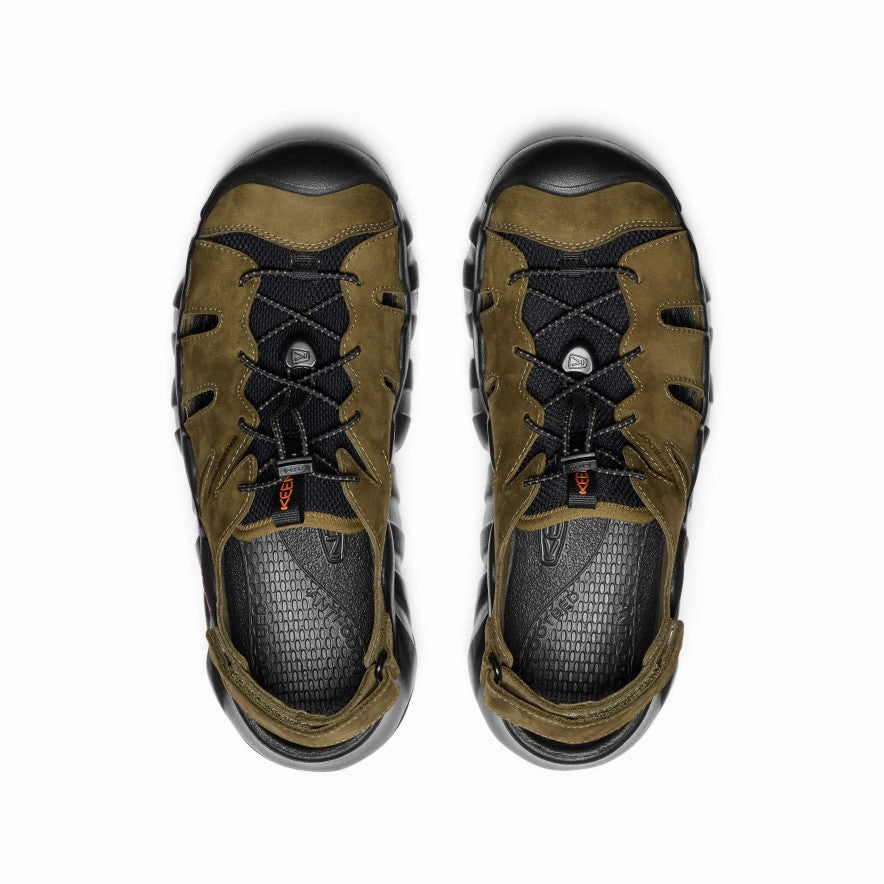 Men's Hyperport Fisherman Leather Sandal  |  Dark Olive/Black Cool Flow