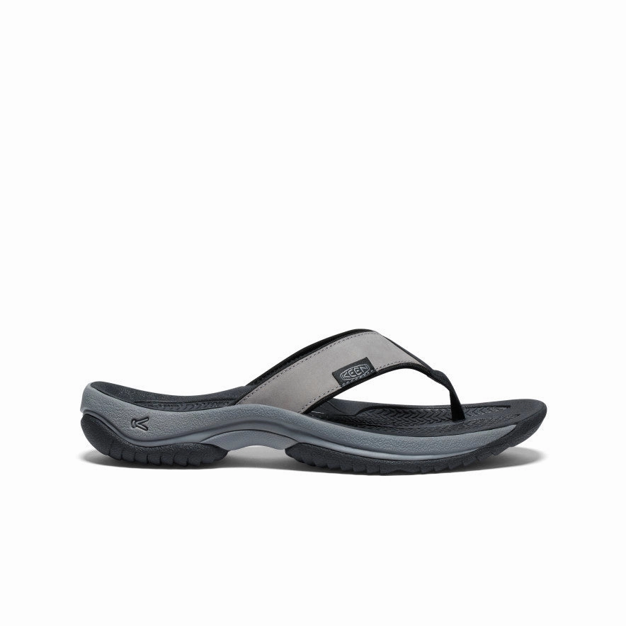 Men's Kona Leather Flip-Flop  |  Steel Grey/Black Fashionable Fit