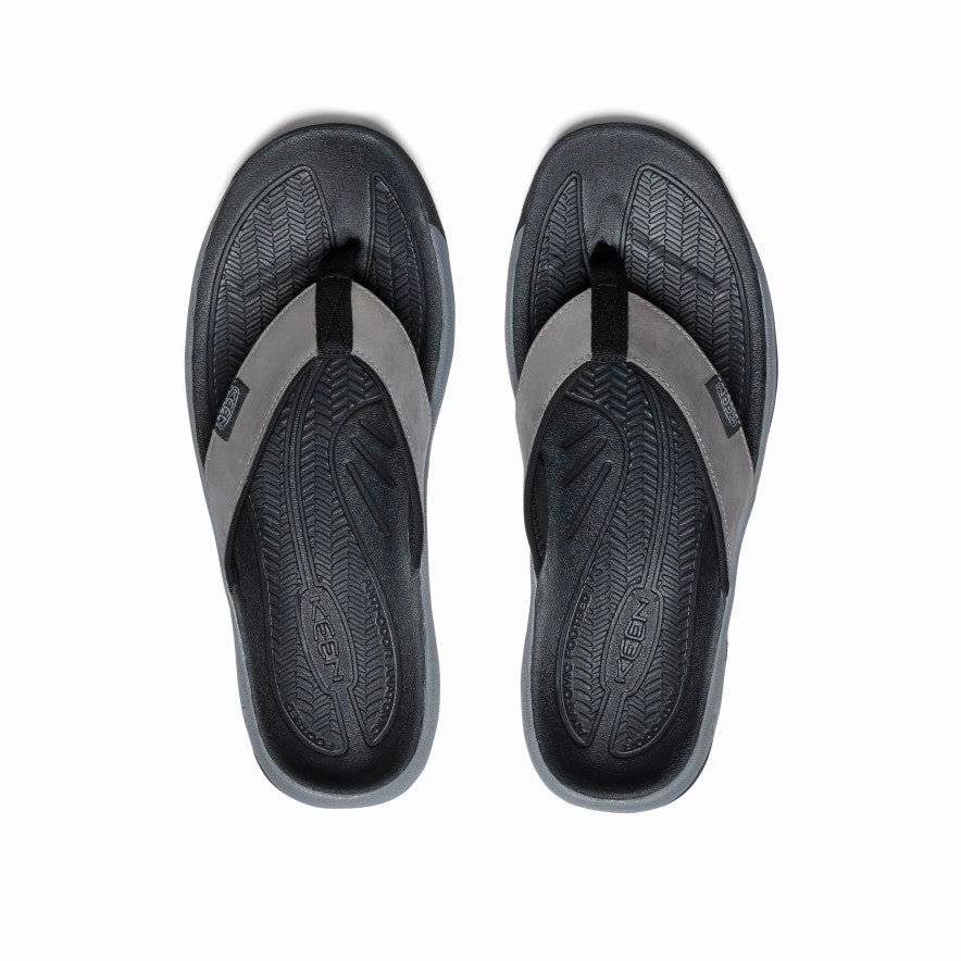 Men's Kona Leather Flip-Flop  |  Steel Grey/Black Flexible Cushion