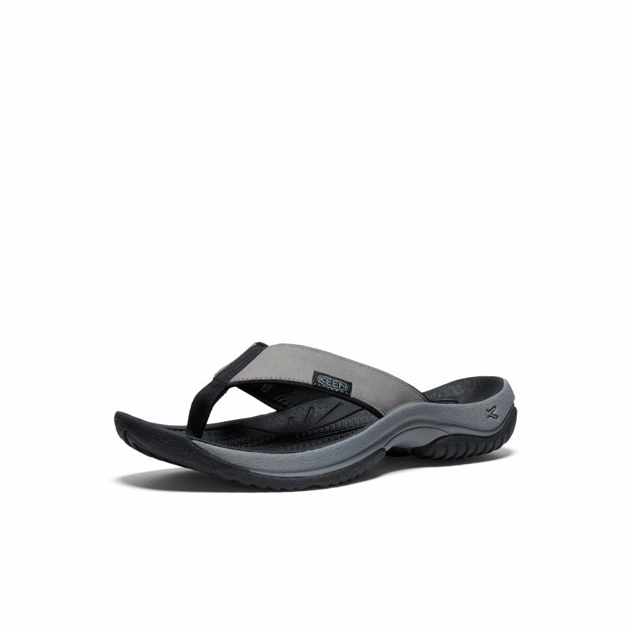 Men's Kona Leather Flip-Flop  |  Steel Grey/Black Flexible Cushion