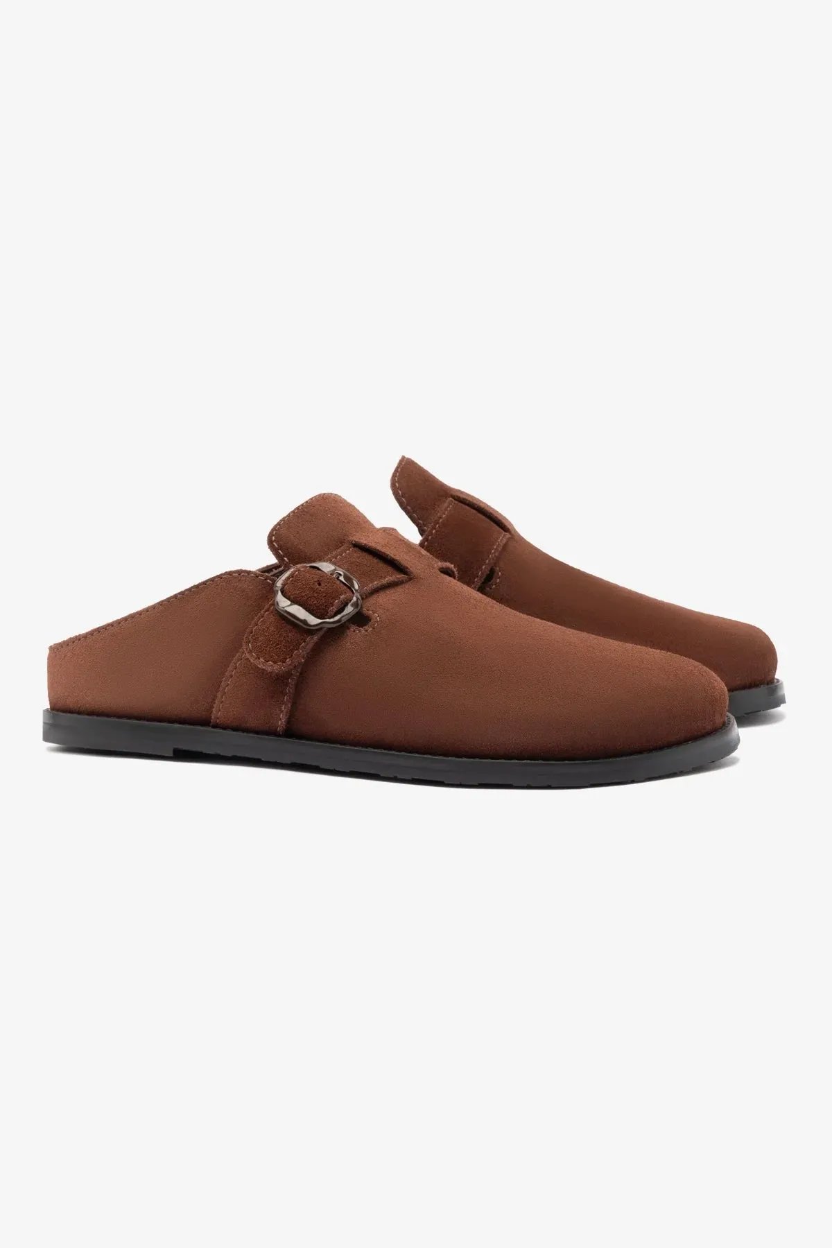 Milan Clog In Brown Suede Casual Elegance