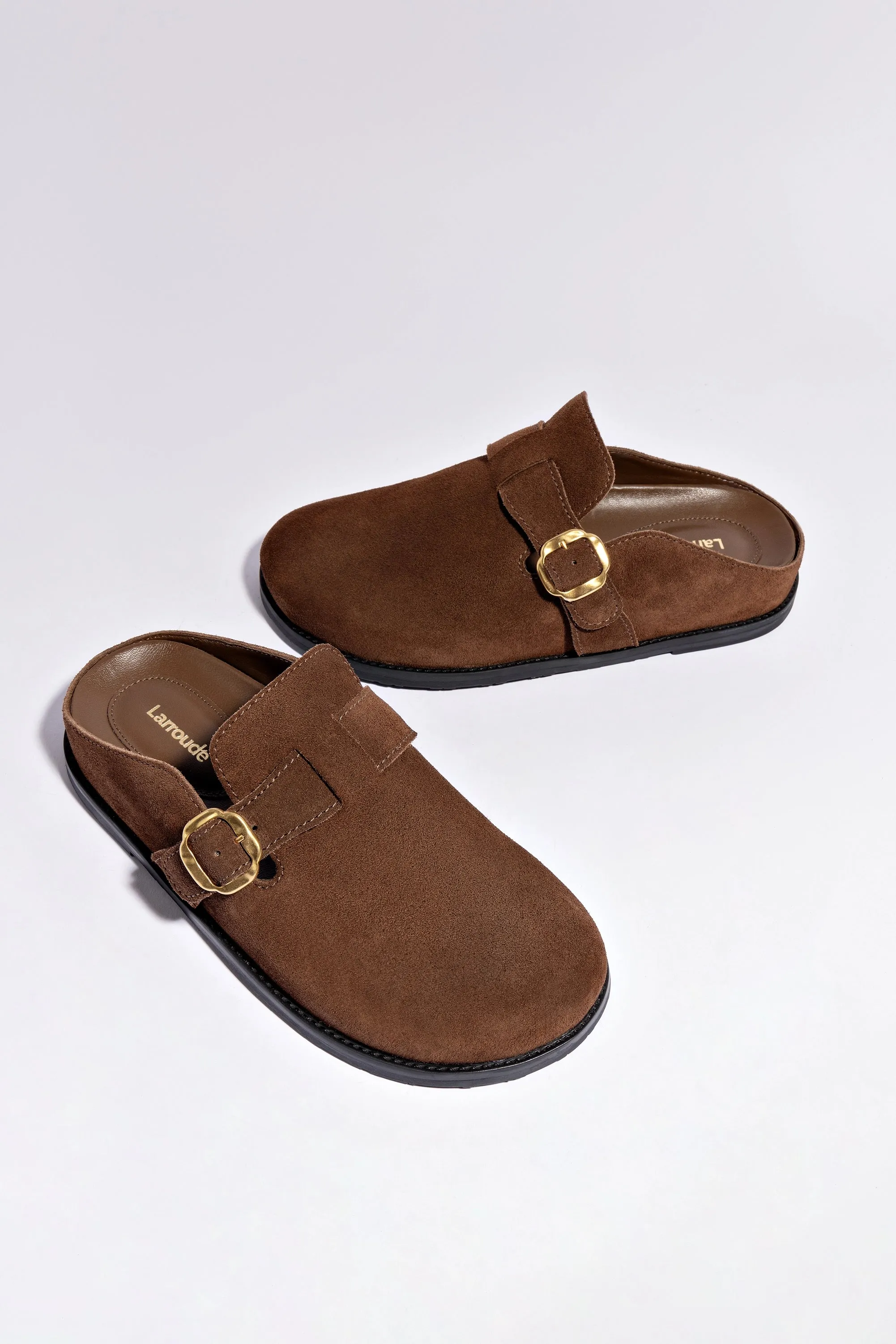 Milan Clog In Brown Suede Casual Elegance