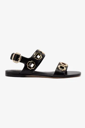 All-Season Wear Shoes Milan Flat Sandal In Black Leather