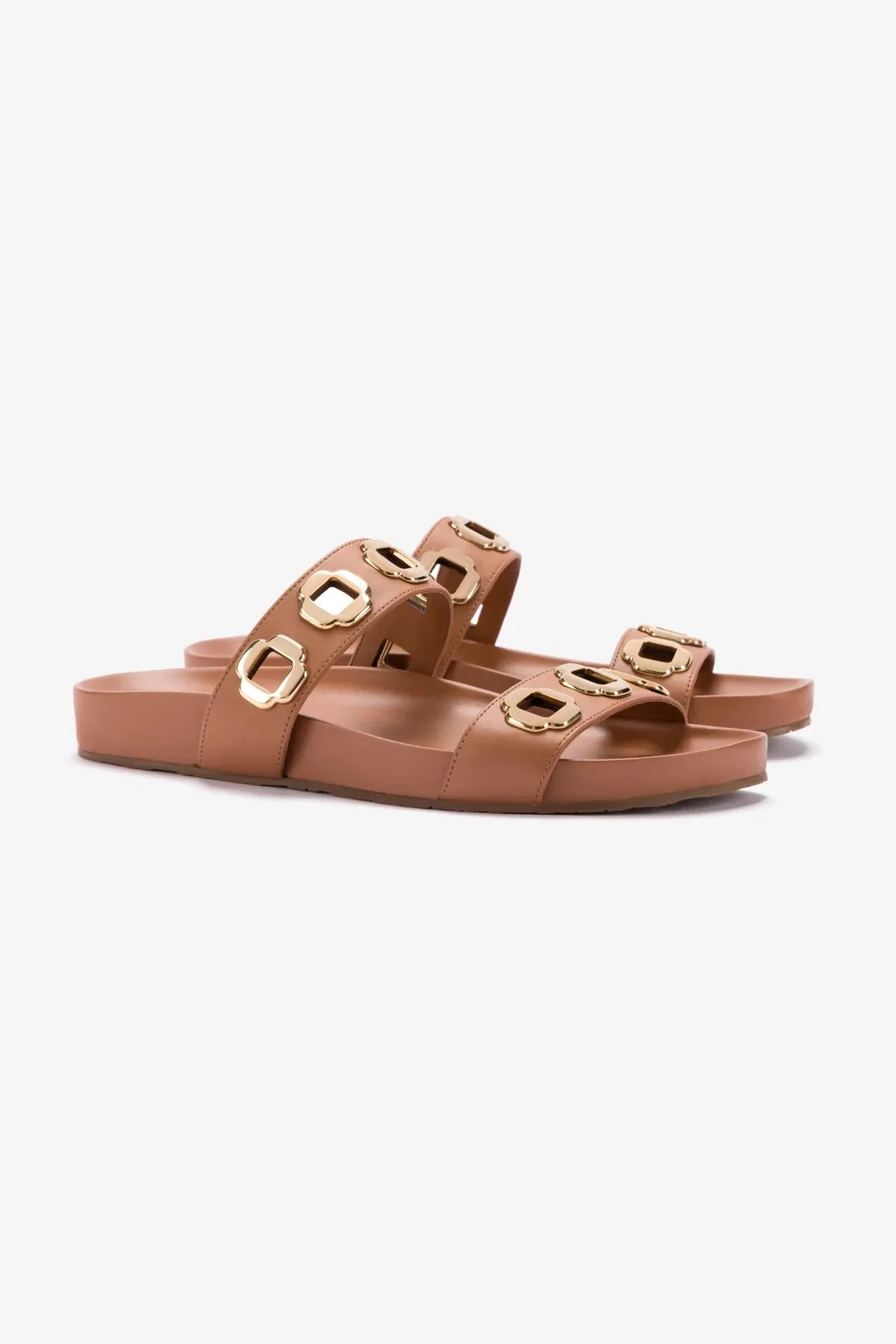 Milan Slide In Caramel Leather Odor control