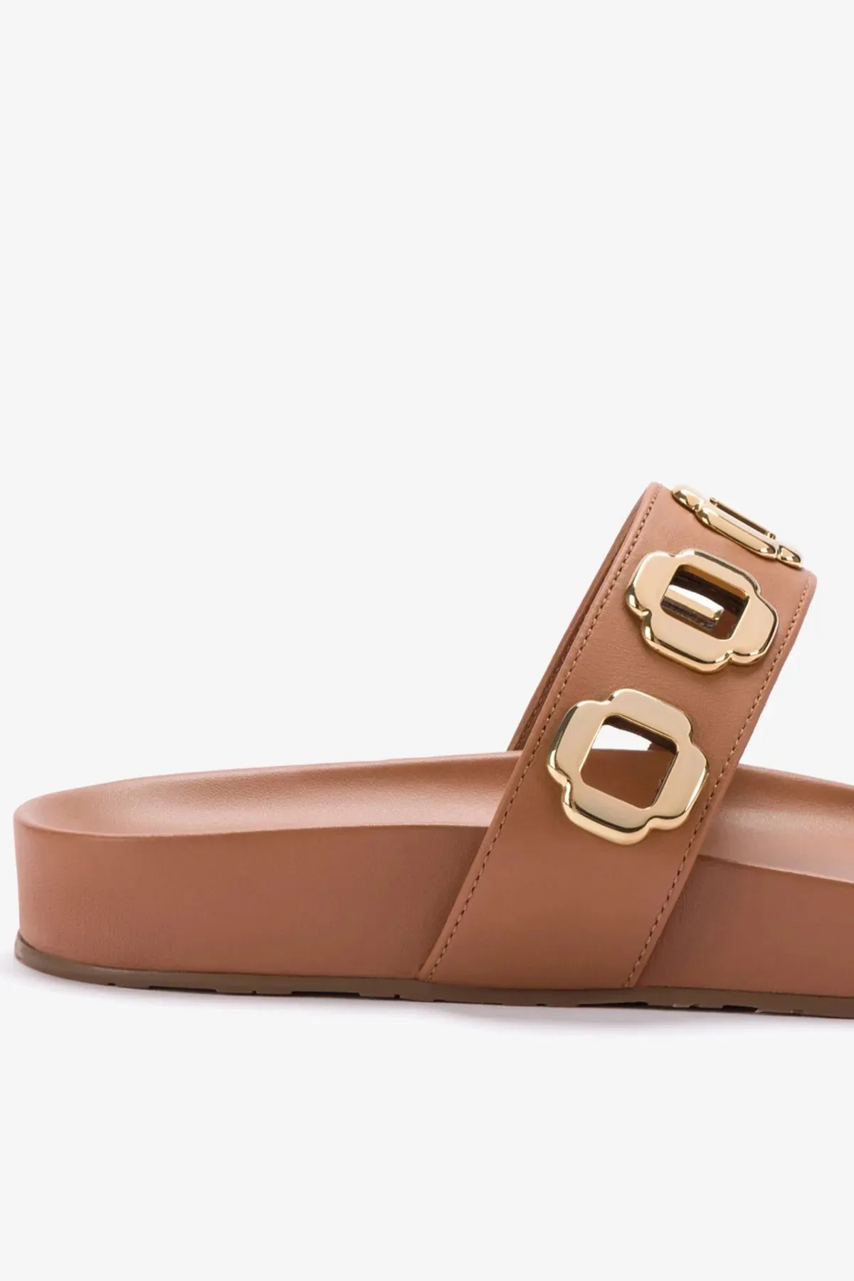 Milan Slide In Caramel Leather Odor control
