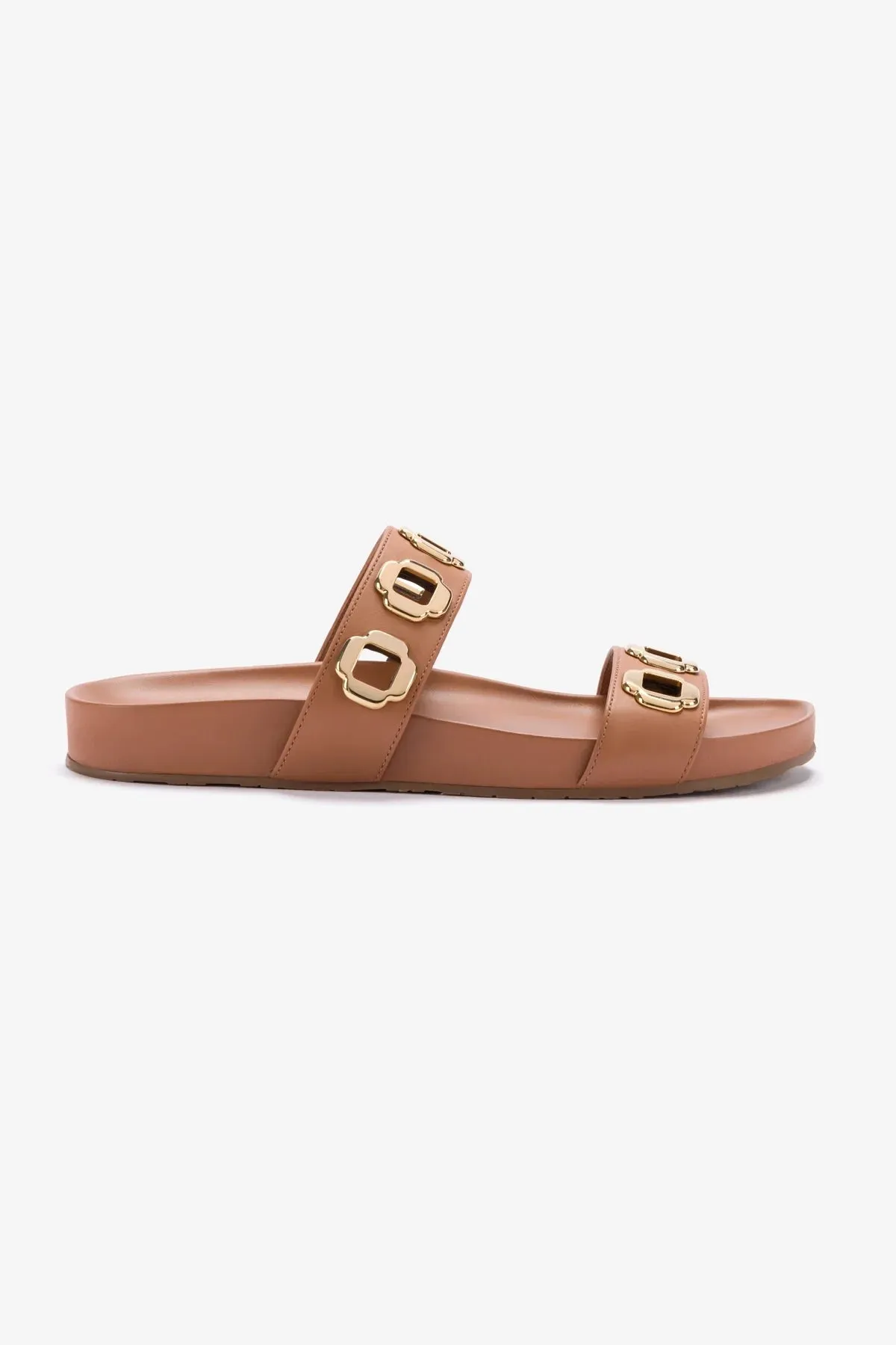 Milan Slide In Caramel Leather Relaxed Design Premium Material Footwear