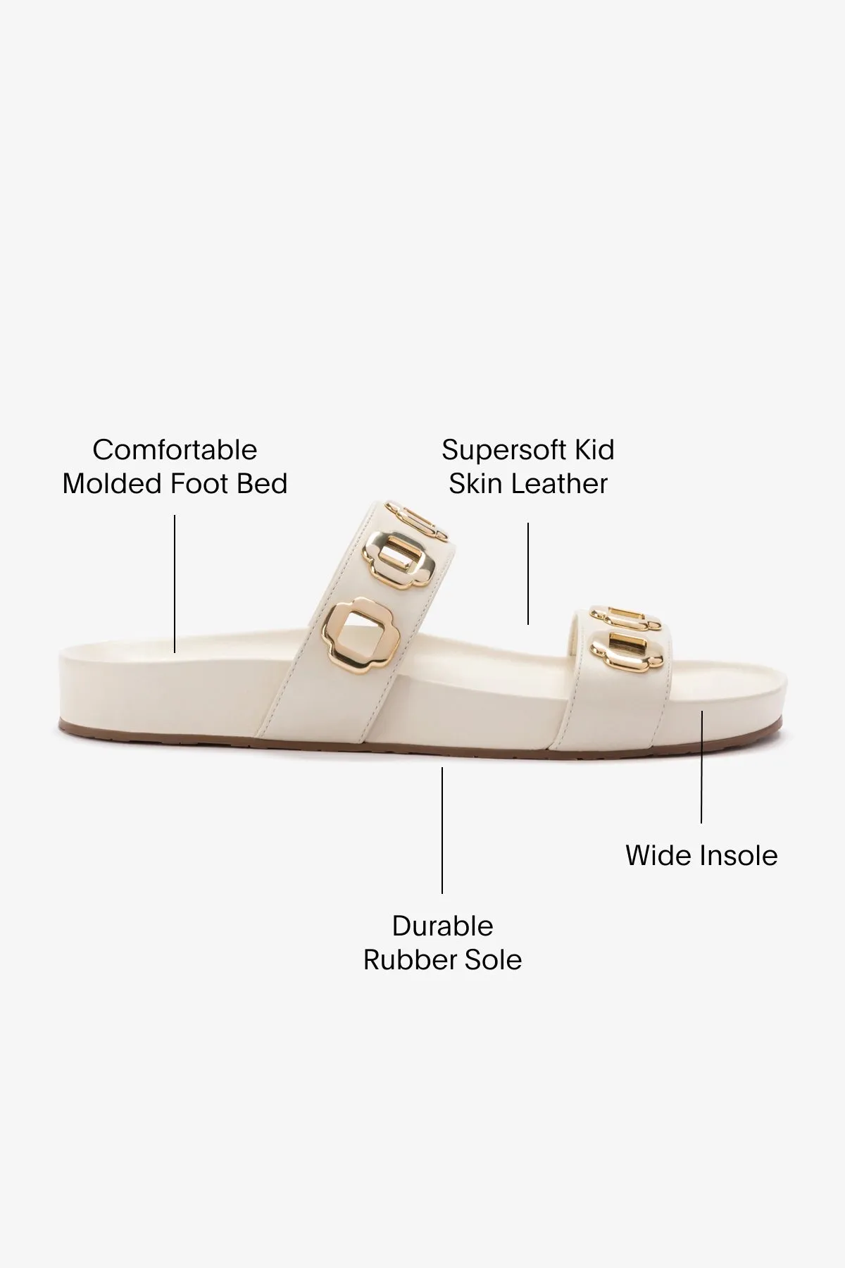 Milan Slide In Ivory Leather Practical Style
