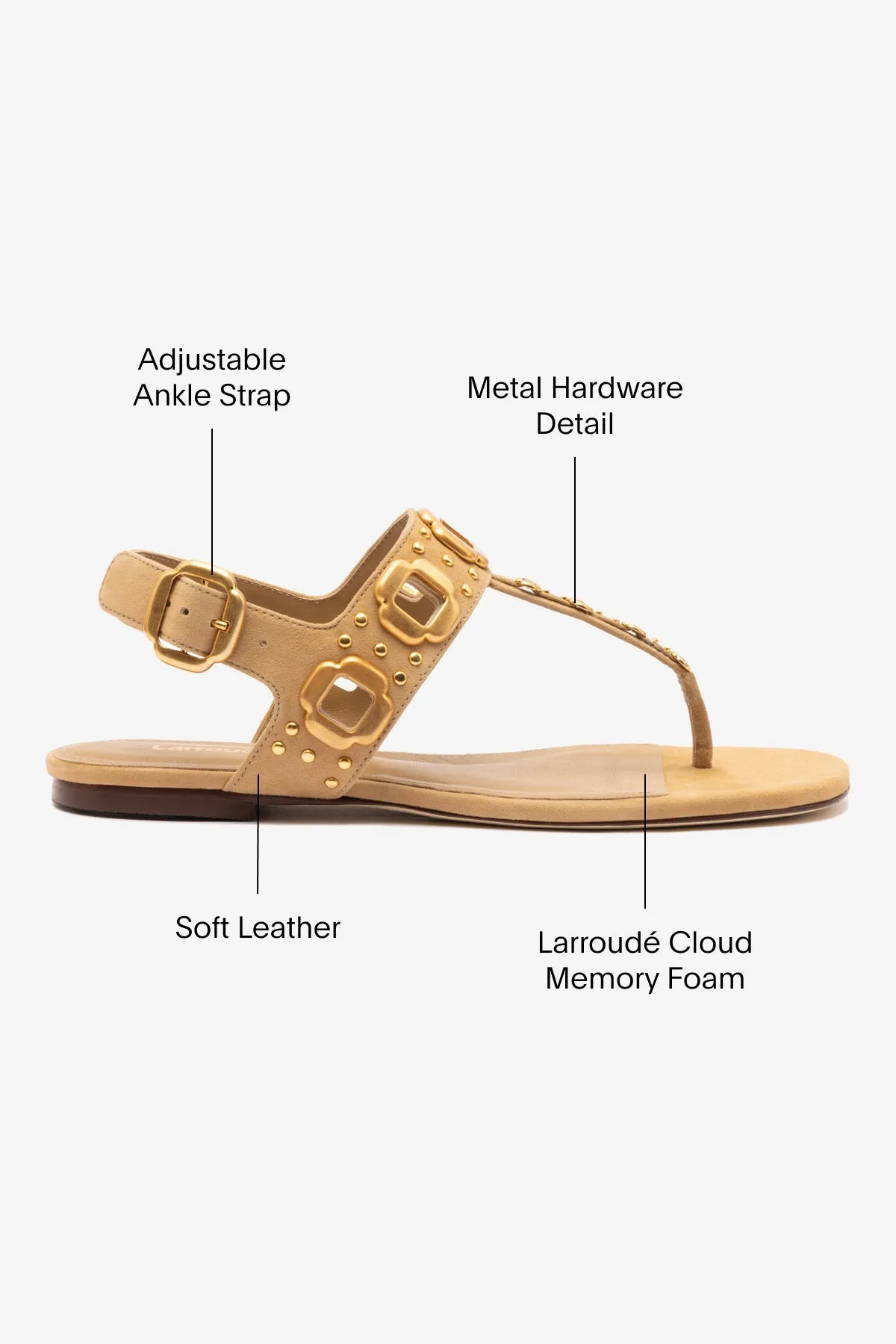 Milan Studs Thong Sandal In Peanut Suede Casual Design