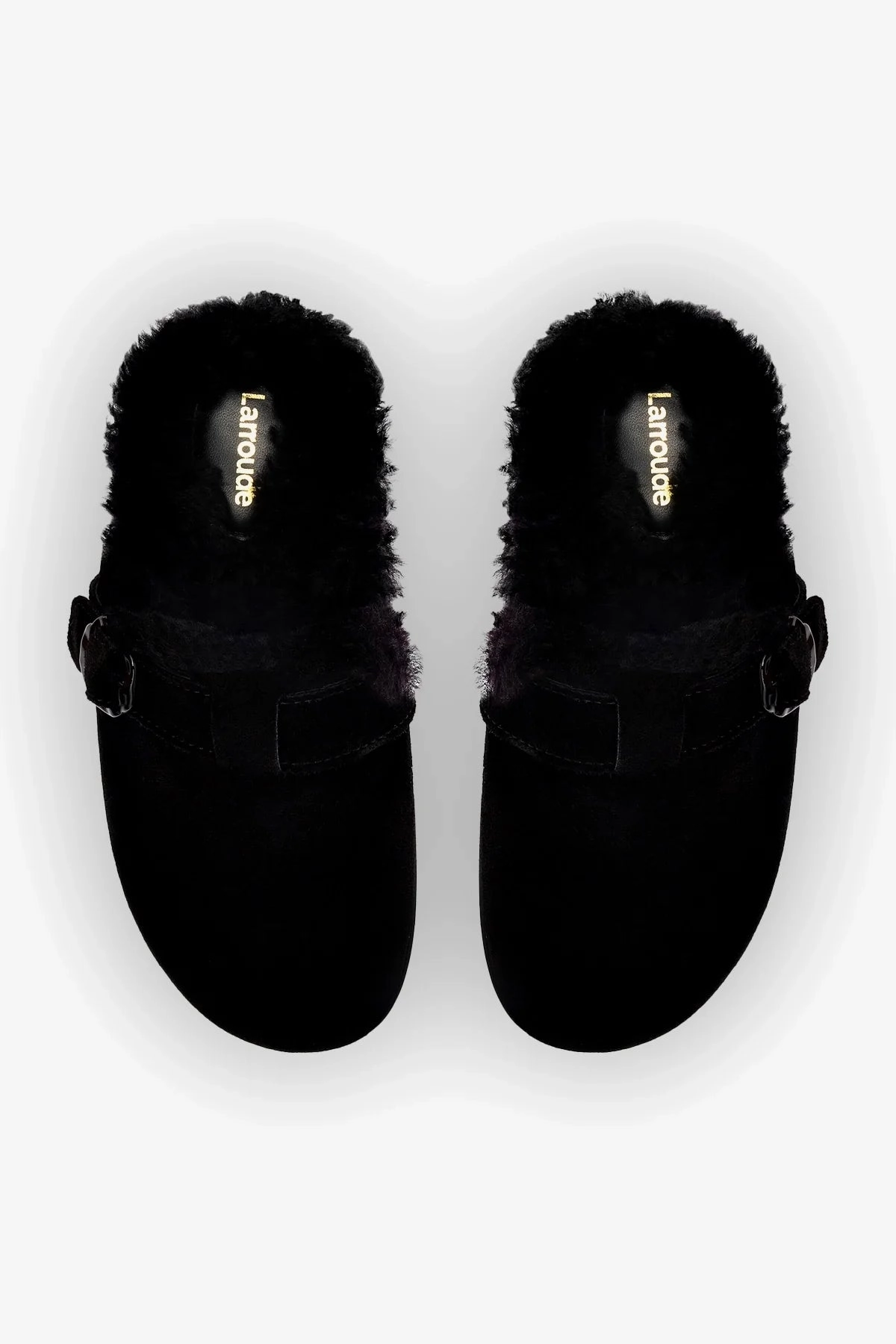 Milan Fur Clog In Black Suede Odor control