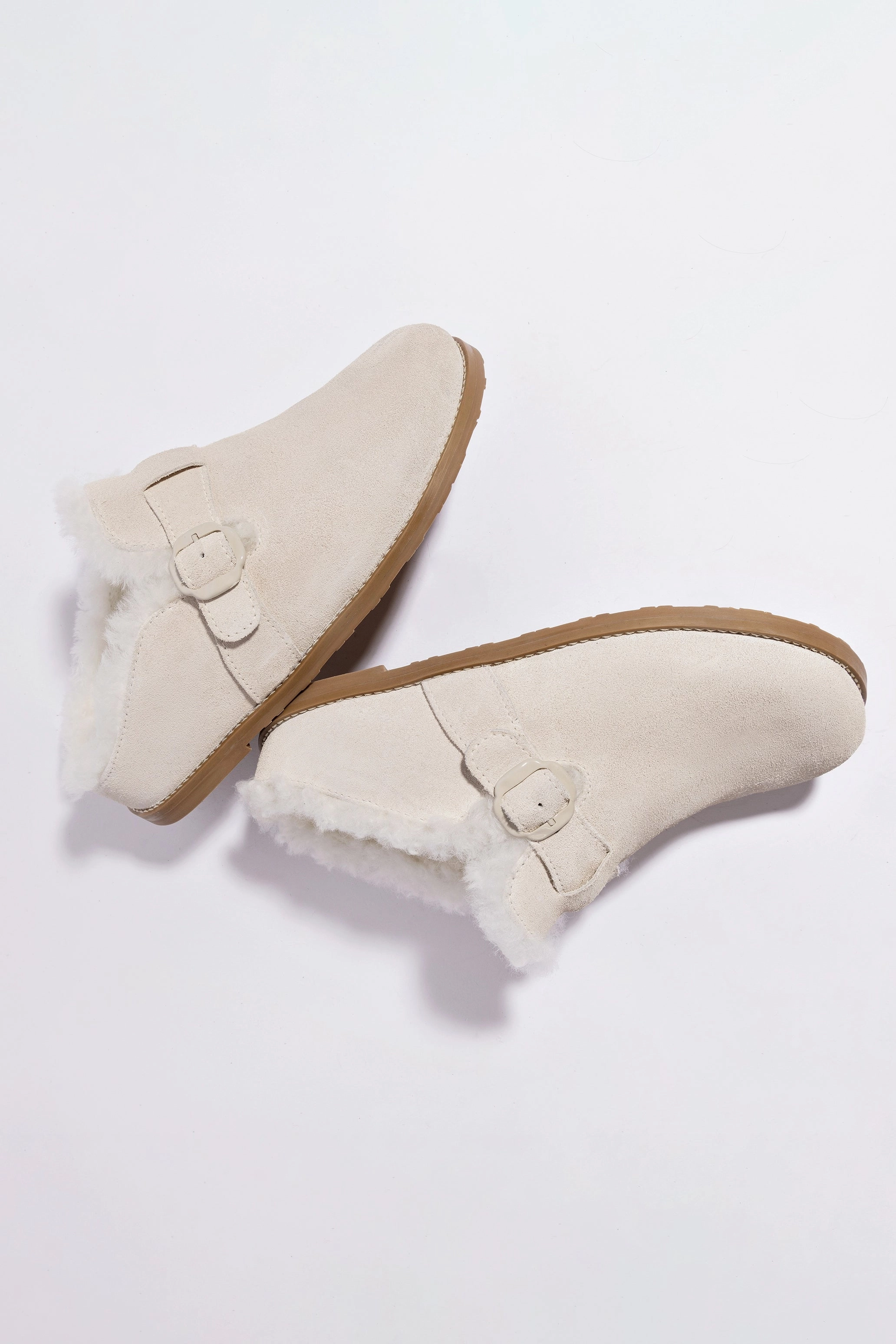Milan Fur Clog In Mushroom Grey Suede Stylish Comfort