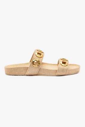Milan Slide In Beige Raffia Effortless Style