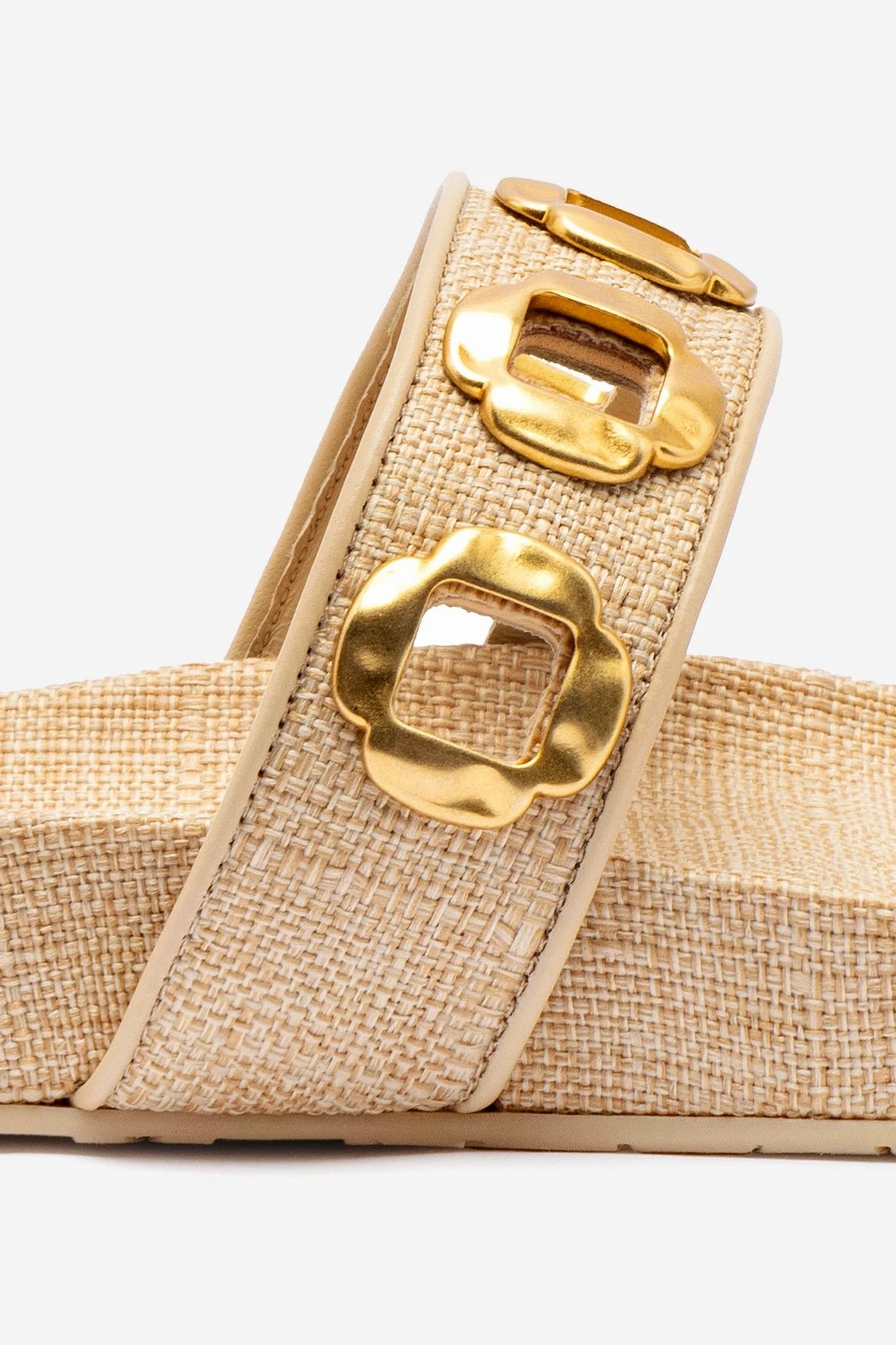 Milan Slide In Beige Raffia Simple Walk