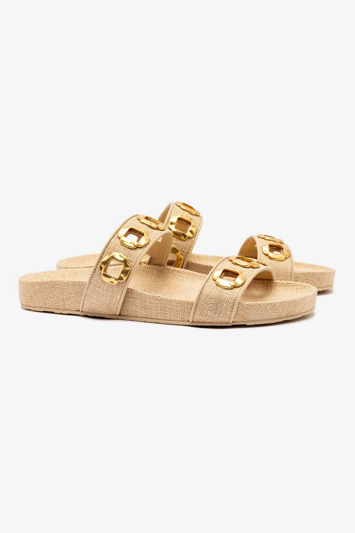 Milan Slide In Beige Raffia Simple Walk