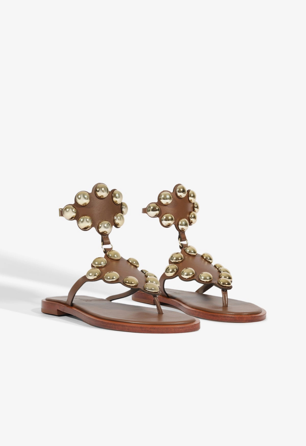 Mist Brown Leather Flat Sandal Practical Style