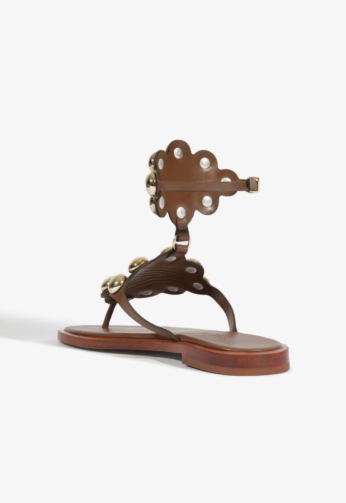 Mist Brown Leather Flat Sandal Practical Style
