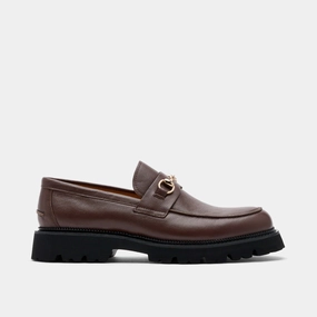 Fresh Motion Cloud Dash Blake Chocolate Pebble Leather Lug Bit Loafers