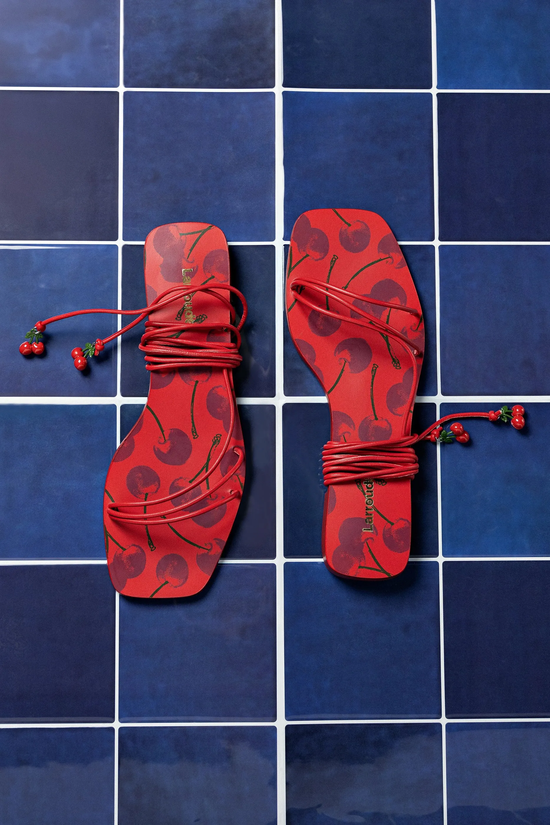 Nadia Flat Sandal In Scarlet Leather Stylish Footwear
