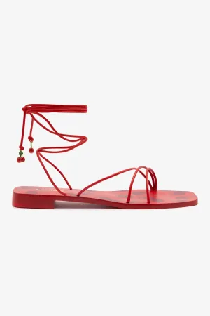 Versatile Style All-Day Comfortable Shoes Nadia Flat Sandal In Scarlet Leather