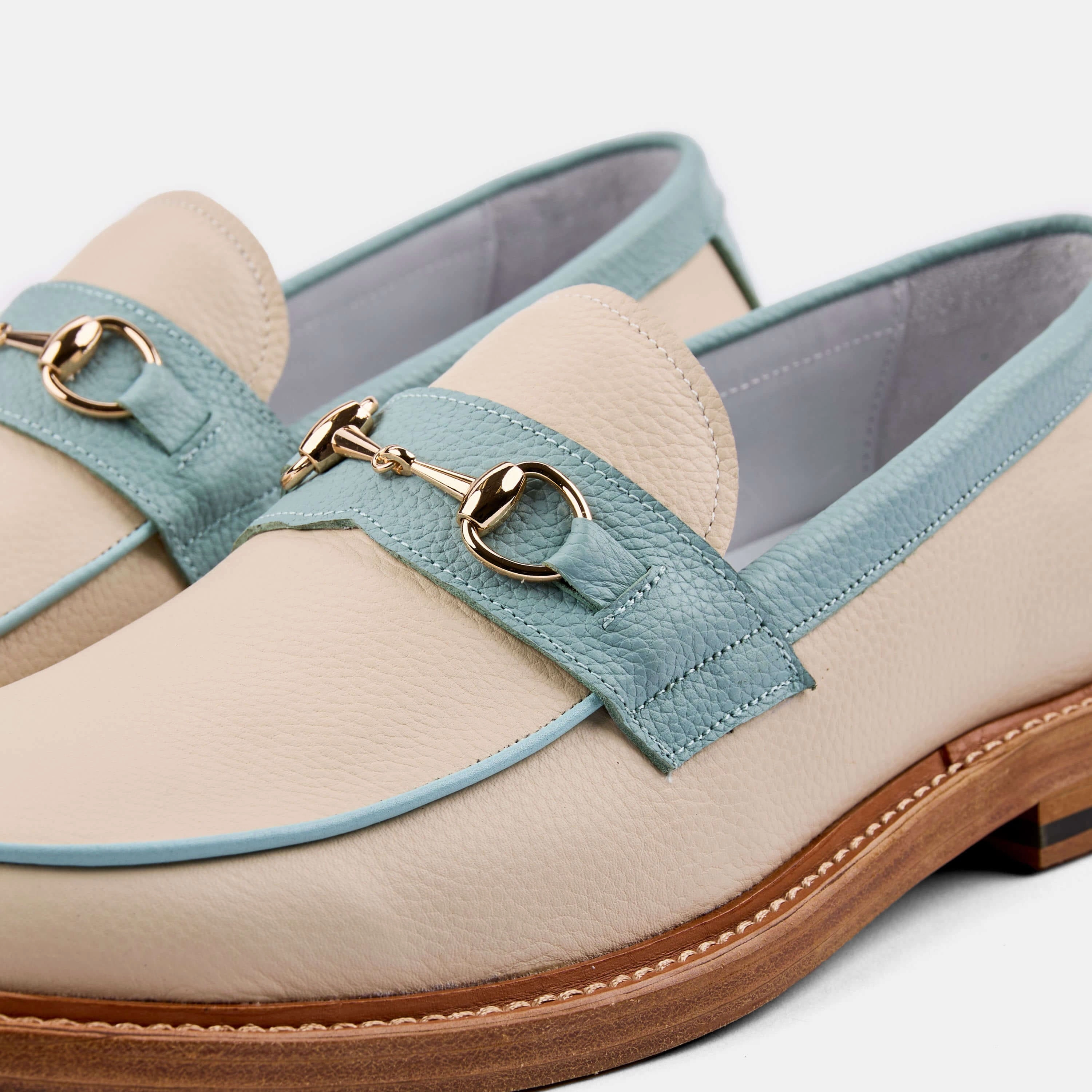 Neutral Tones Boardwalk White Sands Leather Horse-Bit Loafers