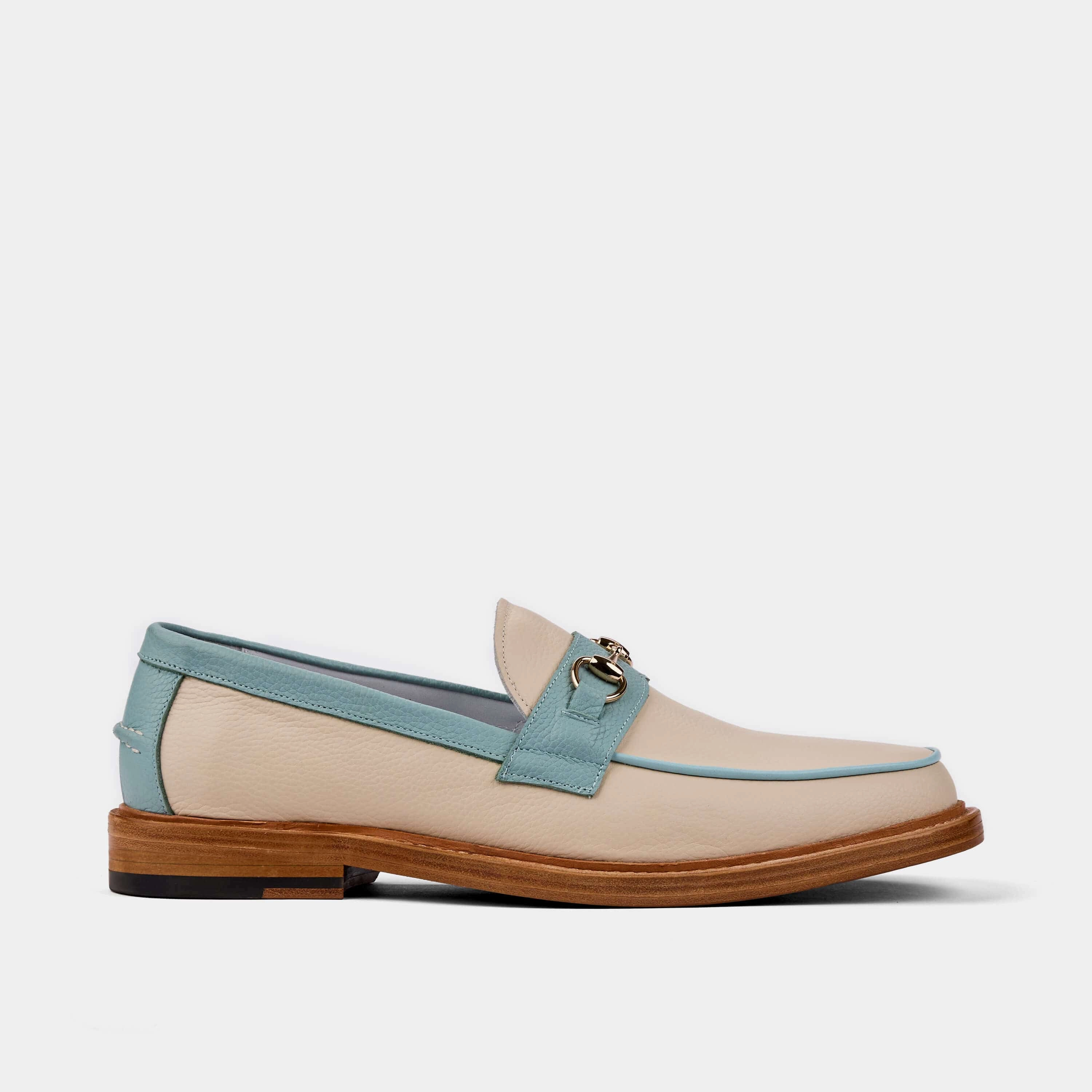 Non-Slip Outsole Quick Flow Boardwalk White Sands Leather Horse-Bit Loafers