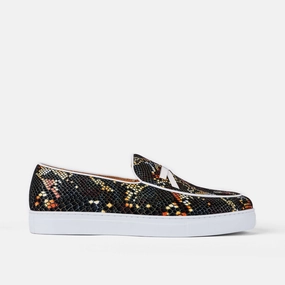 Side Gusset Odell Black Snakeskin Leather Belgian Loafer Sneakers