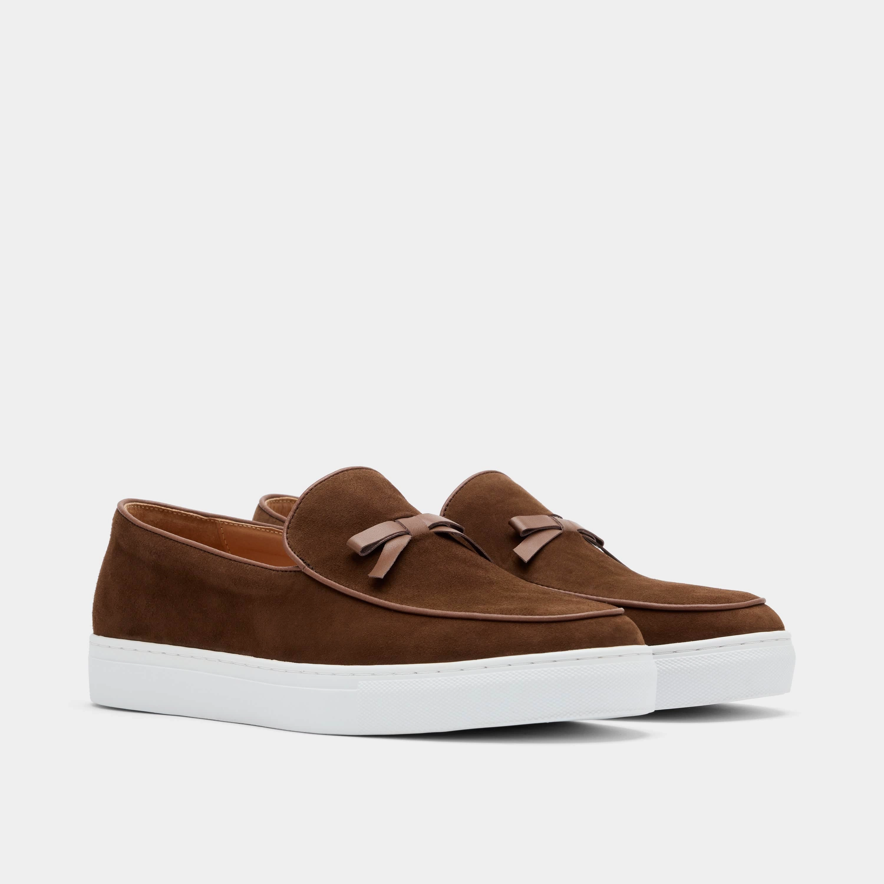 Odell Chocolate Suede Belgian Loafer Sneakers Comfort Journey