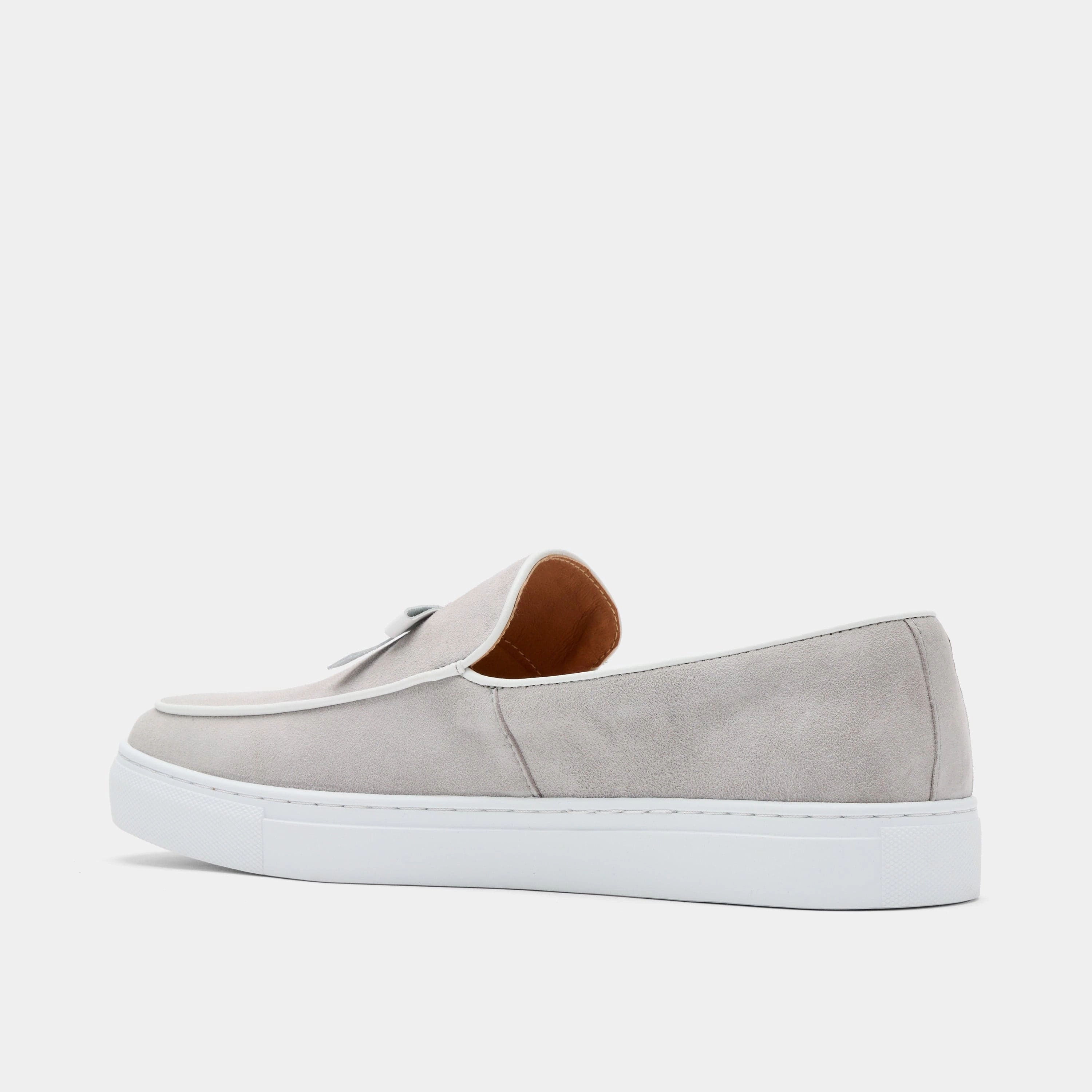 Odell Light Grey Suede Belgian Loafer Sneakers Effortless Fit