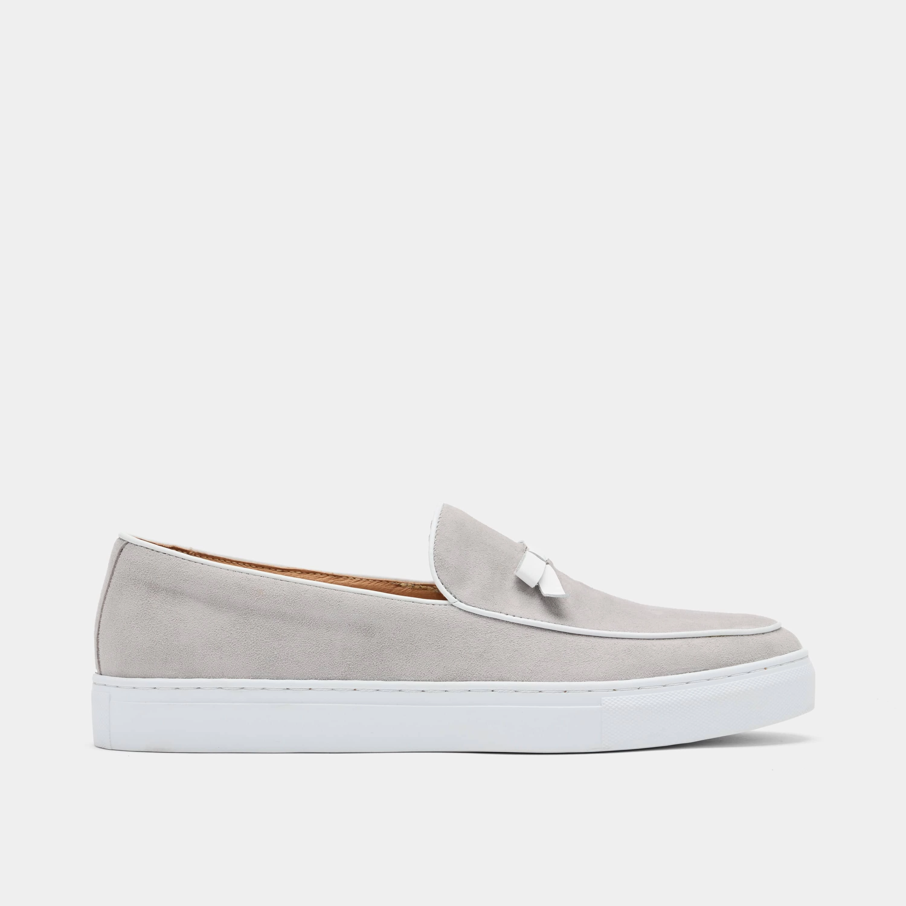 Odell Light Grey Suede Belgian Loafer Sneakers Corporate Event