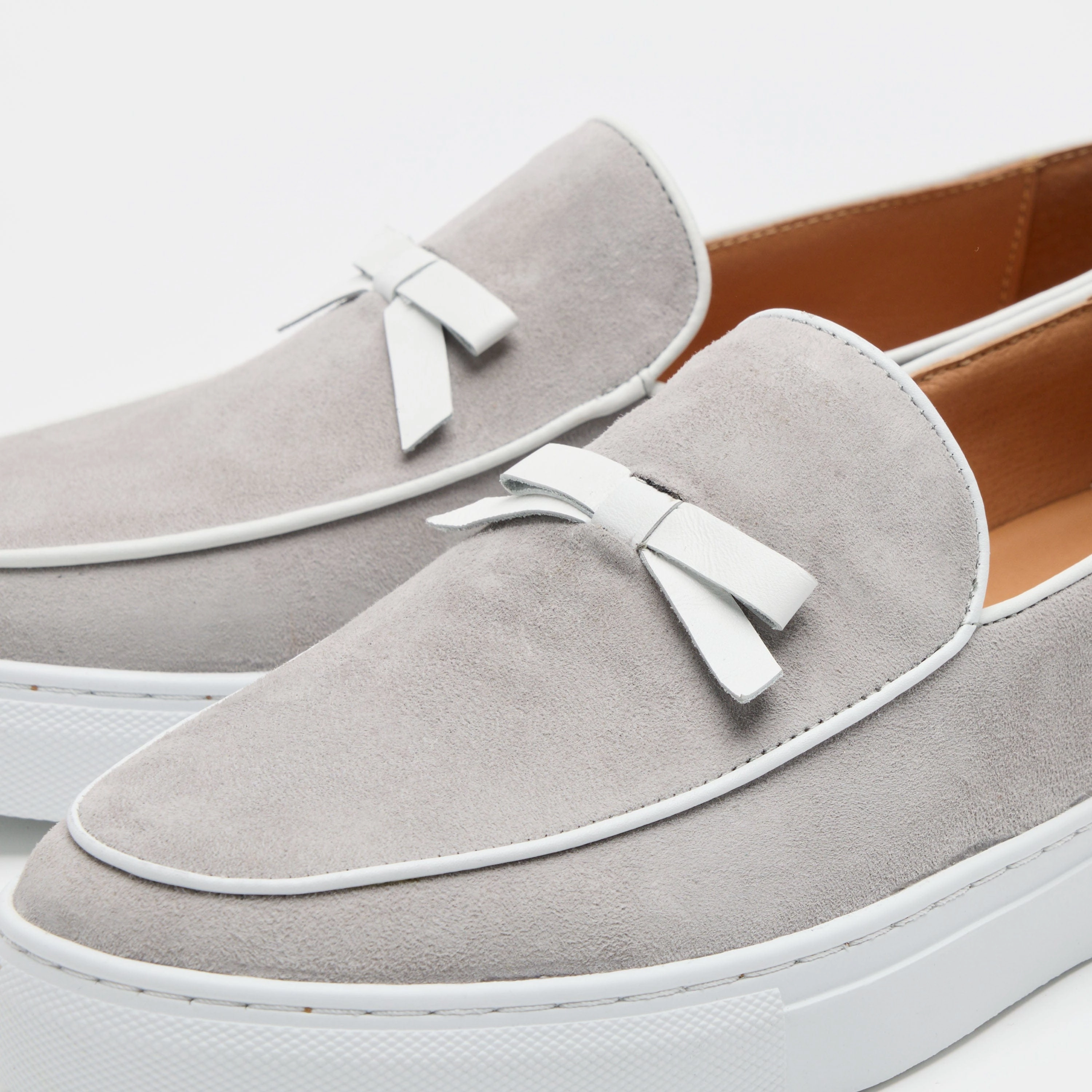 Odell Light Grey Suede Belgian Loafer Sneakers Effortless Fit