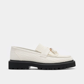 Journey White Croc Suede Lug Tassel Loafer Interview Attire