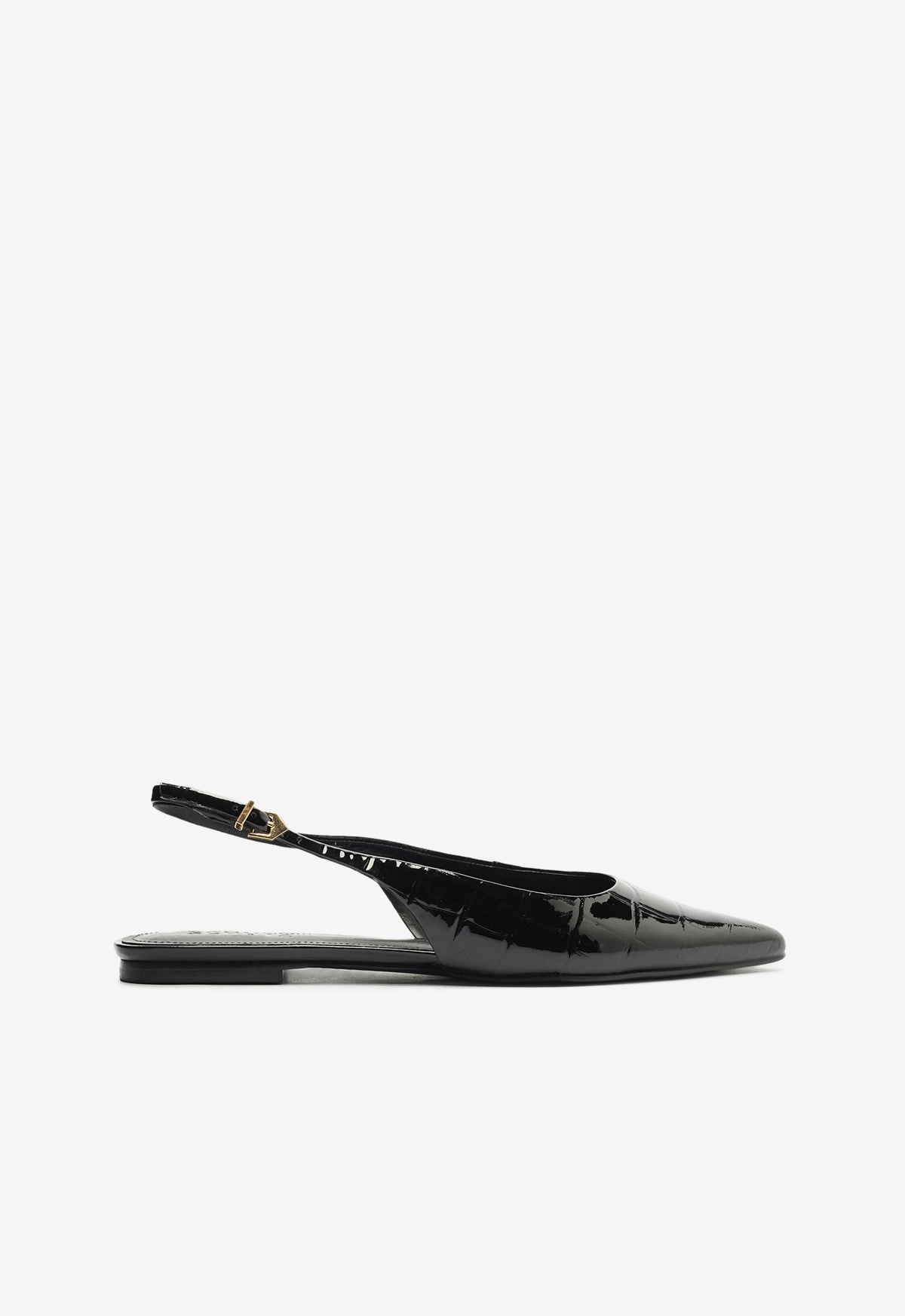 Paola Black Leather Flat Weekend Ready Footwear