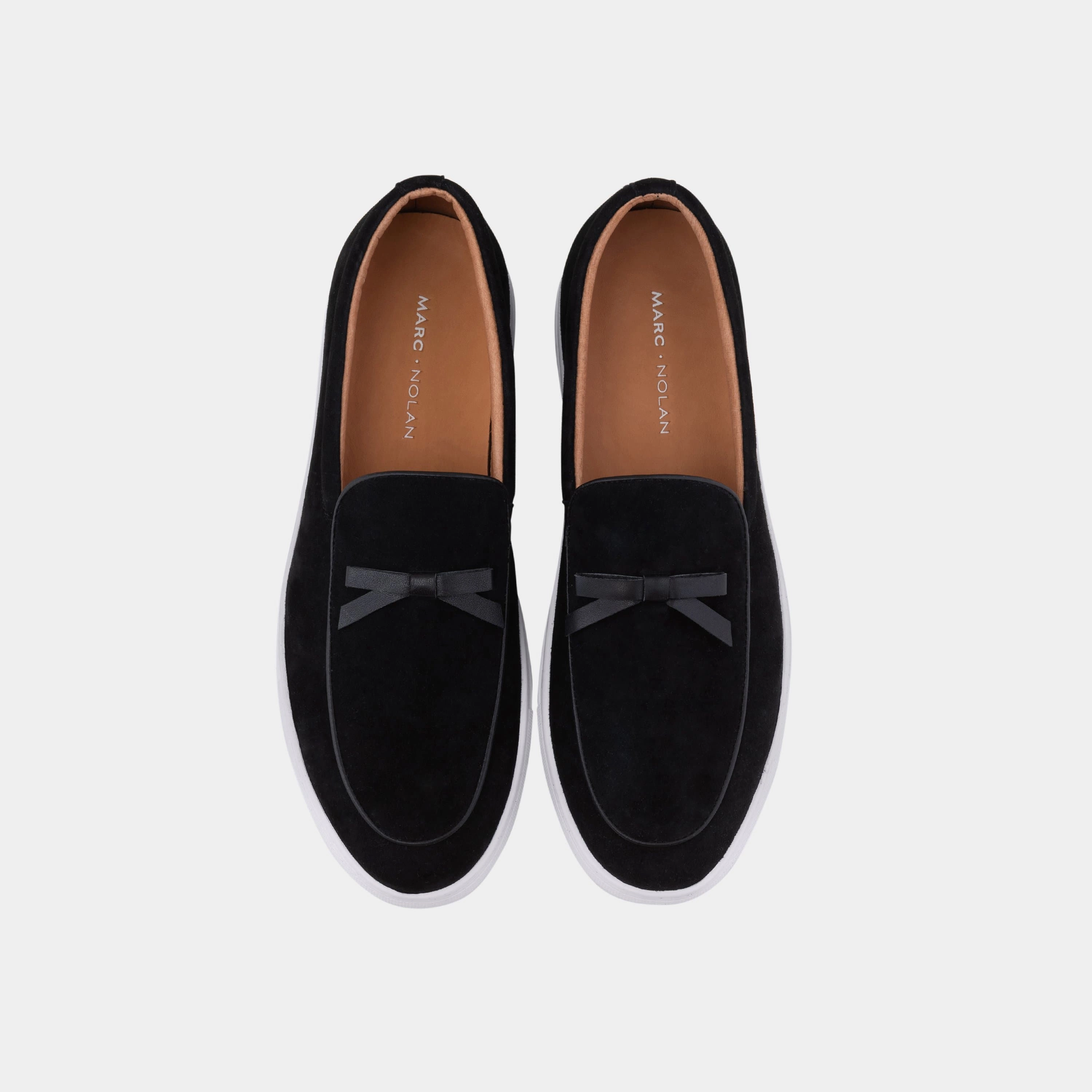 Polished Finish Odell Black Suede Belgian Loafer Sneakers