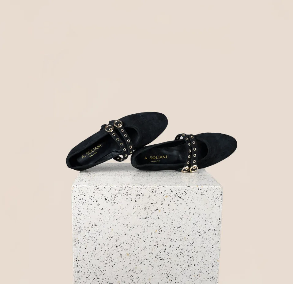 Practical Walk Como 2 Buckle - Black Suede