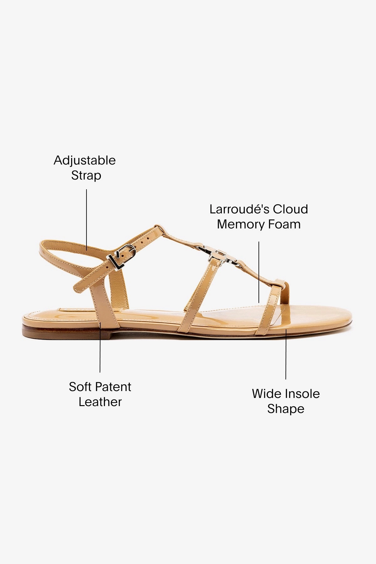 Practical Design Hana Flat In Tan Patent Leather