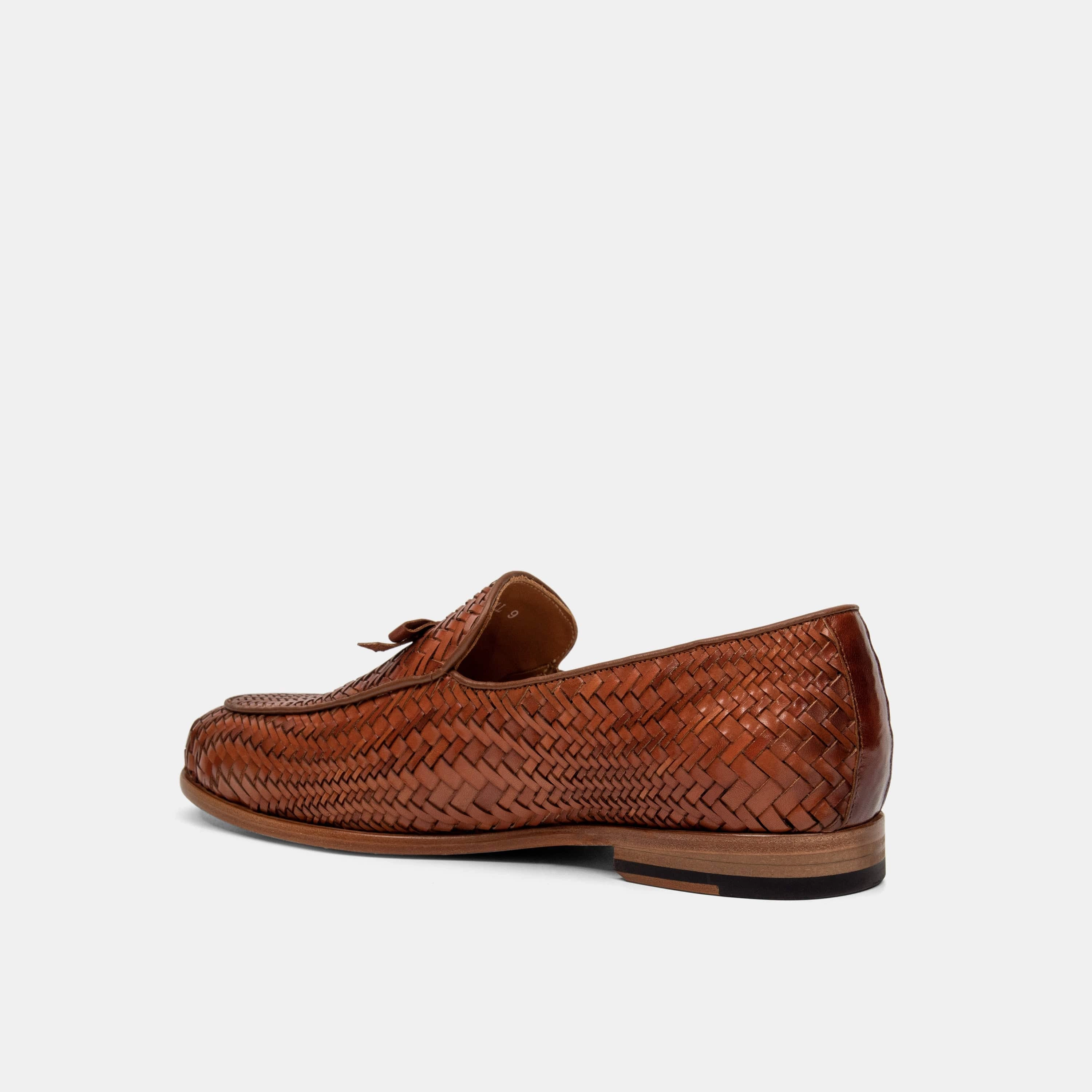 Practical Footwear Odell Caramel Woven Leather Belgian Loafers