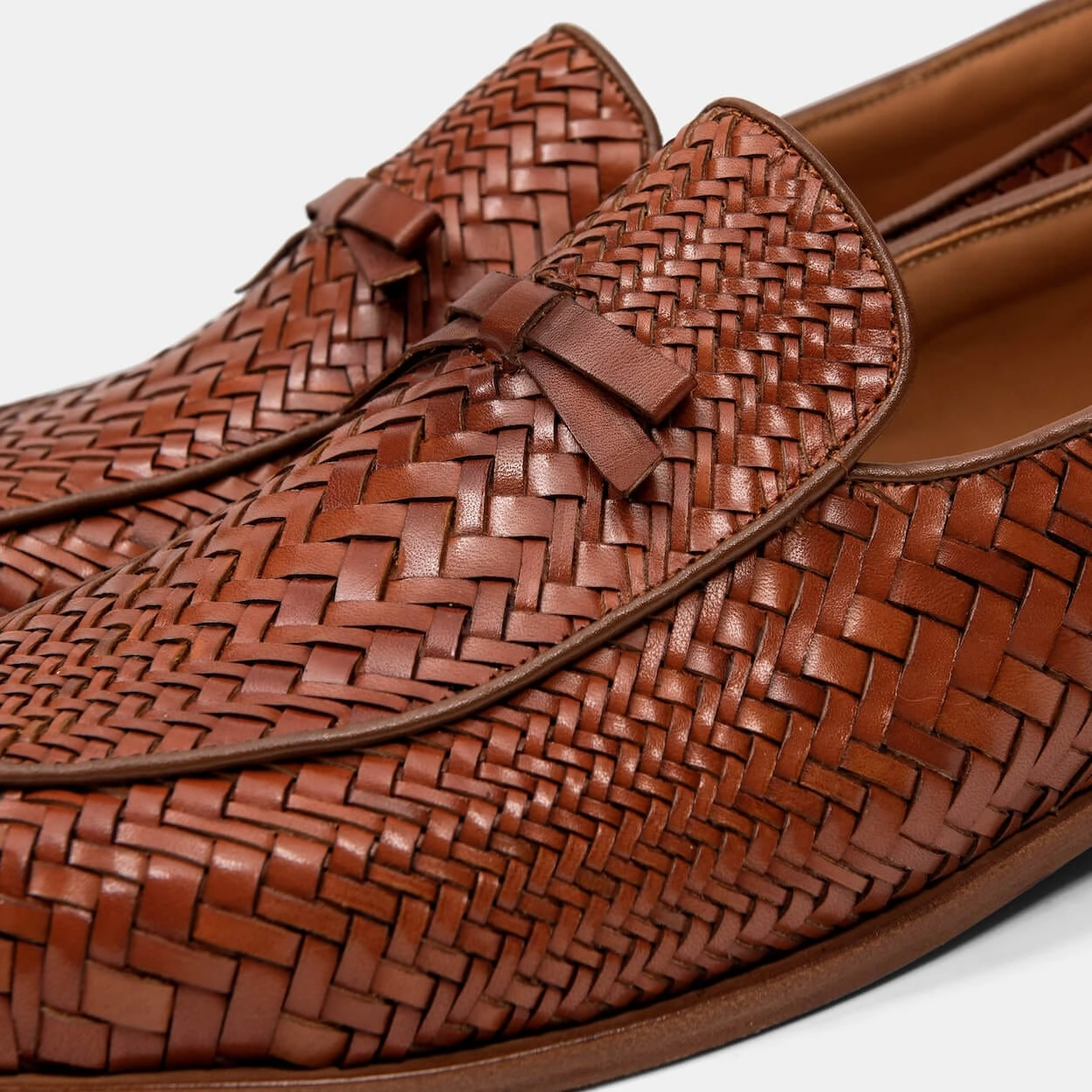 Practical Footwear Odell Caramel Woven Leather Belgian Loafers