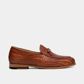 Odell Caramel Woven Leather Belgian Loafers Lightweight Shoes Quick Path