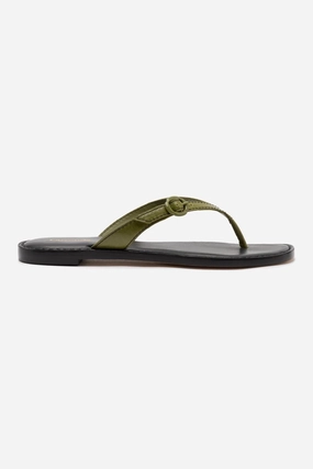 Mary Kate Flat Sandal In Seaweed Leather Walking Essential Footwear Modern Comfort Shoes