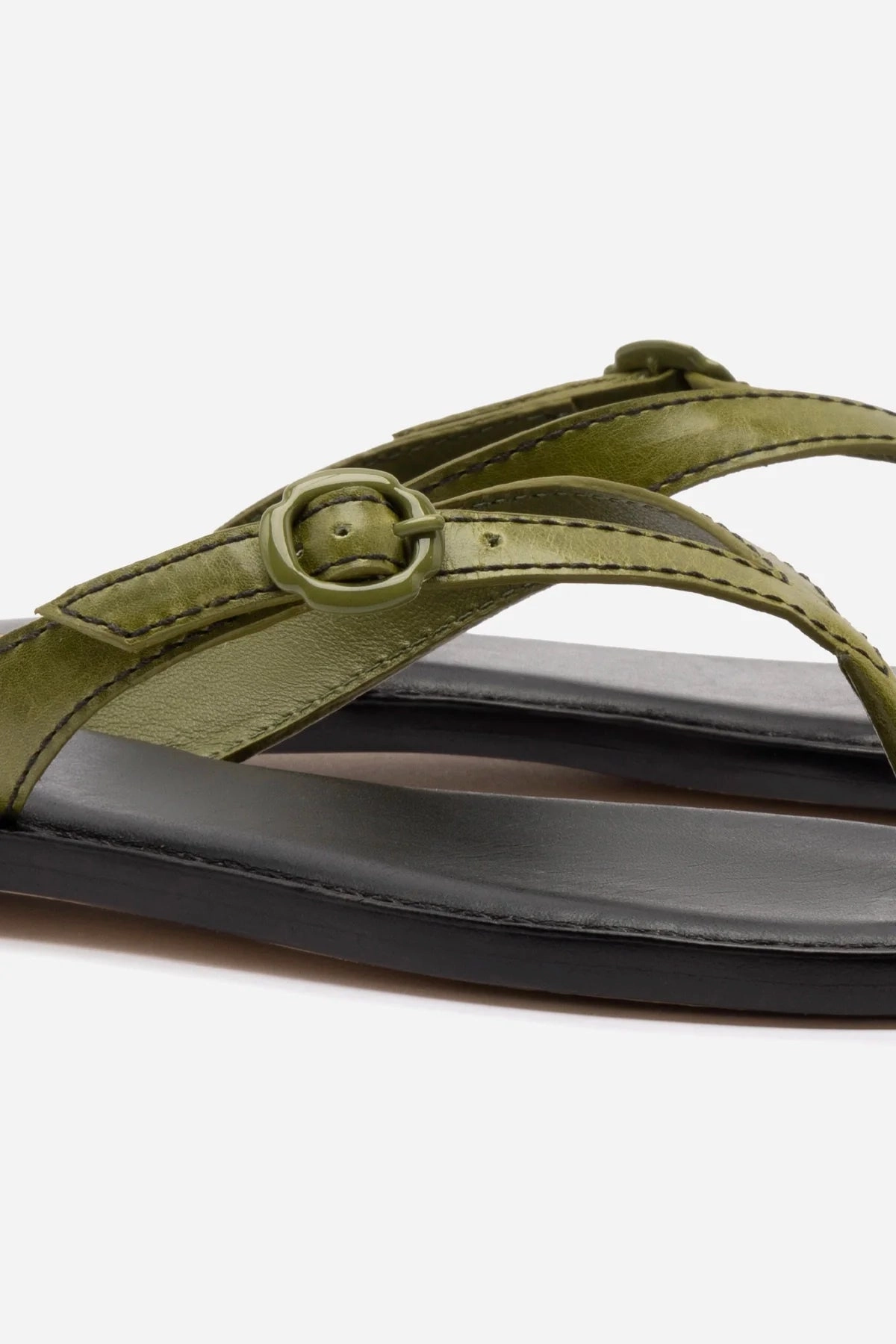 Premium materials Mary Kate Flat Sandal In Seaweed Leather