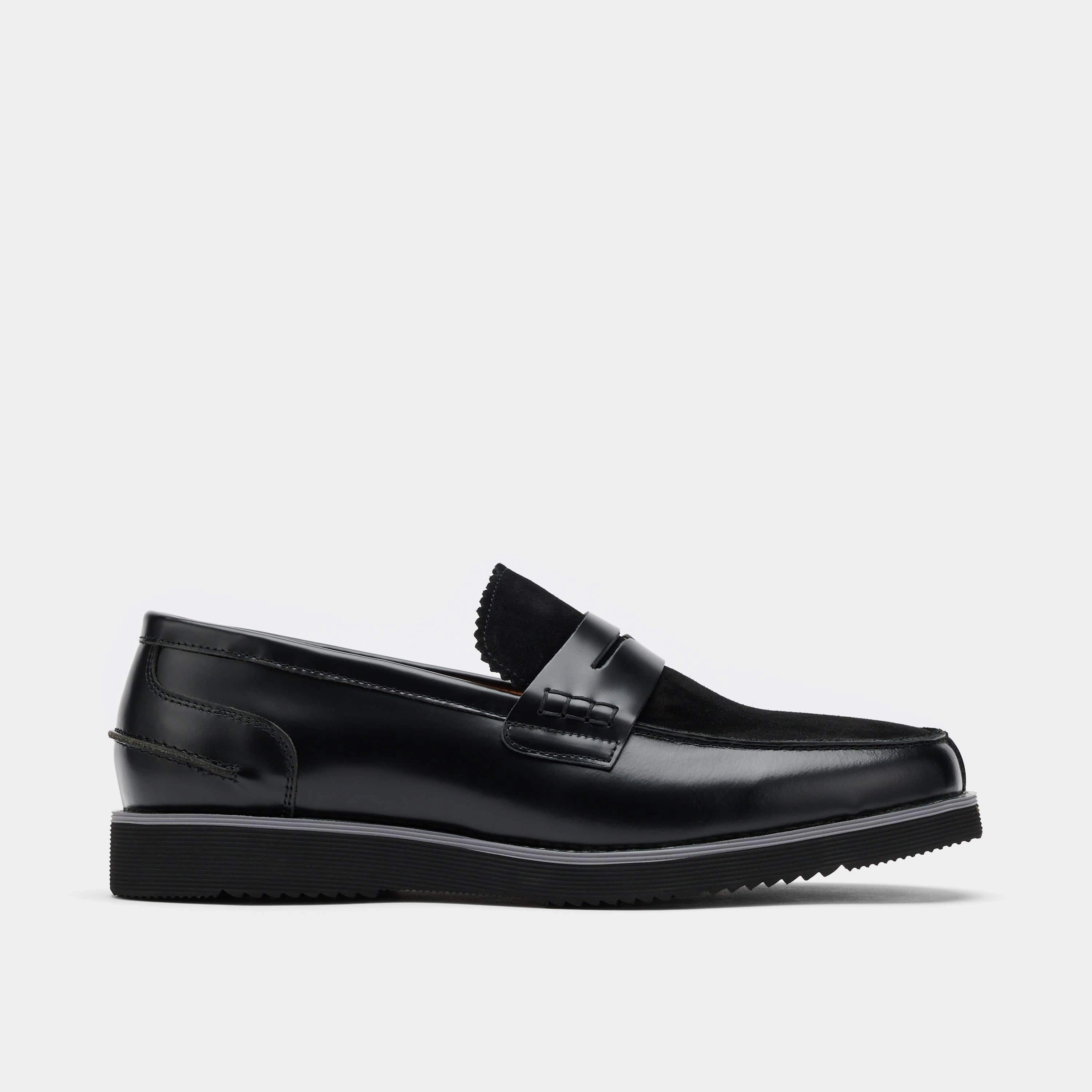 Multi-Purpose Abe Black Leather Penny Loafers