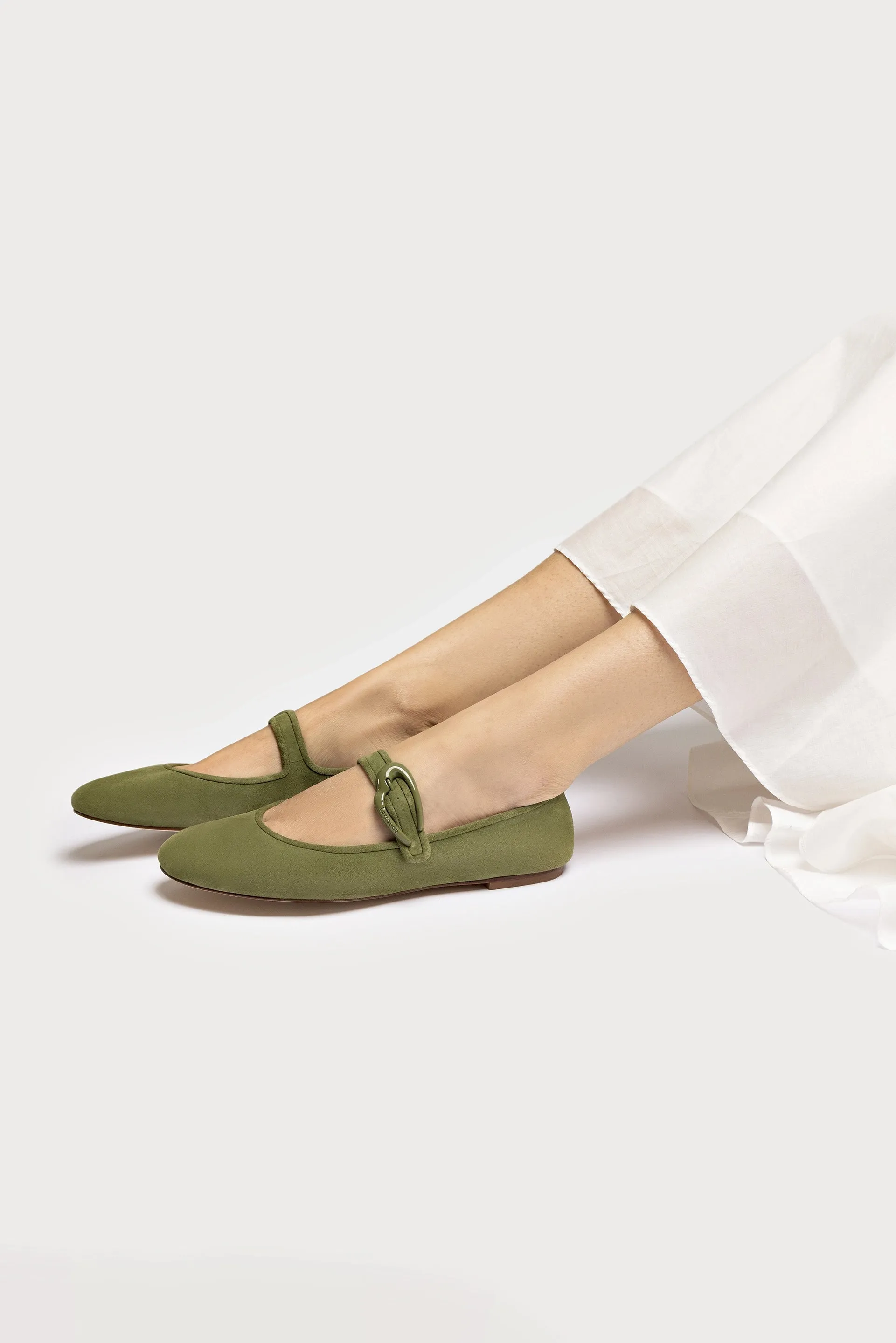Road-Tested Verona Ballet Flat In Seaweed Suede
