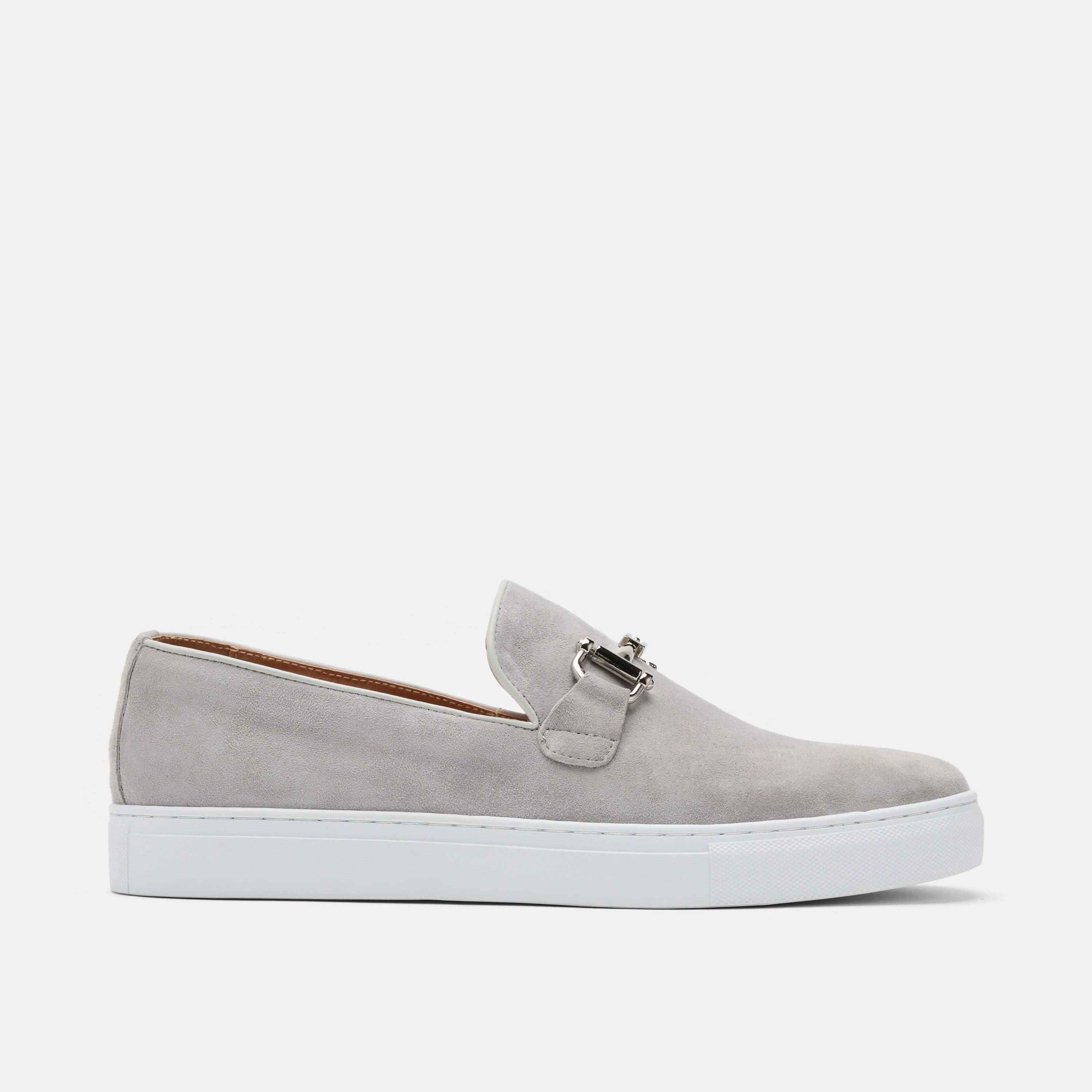 Boardwalk Light Grey Suede Horse-Bit Sneakers Everyday Comfort Orthopedic friendly