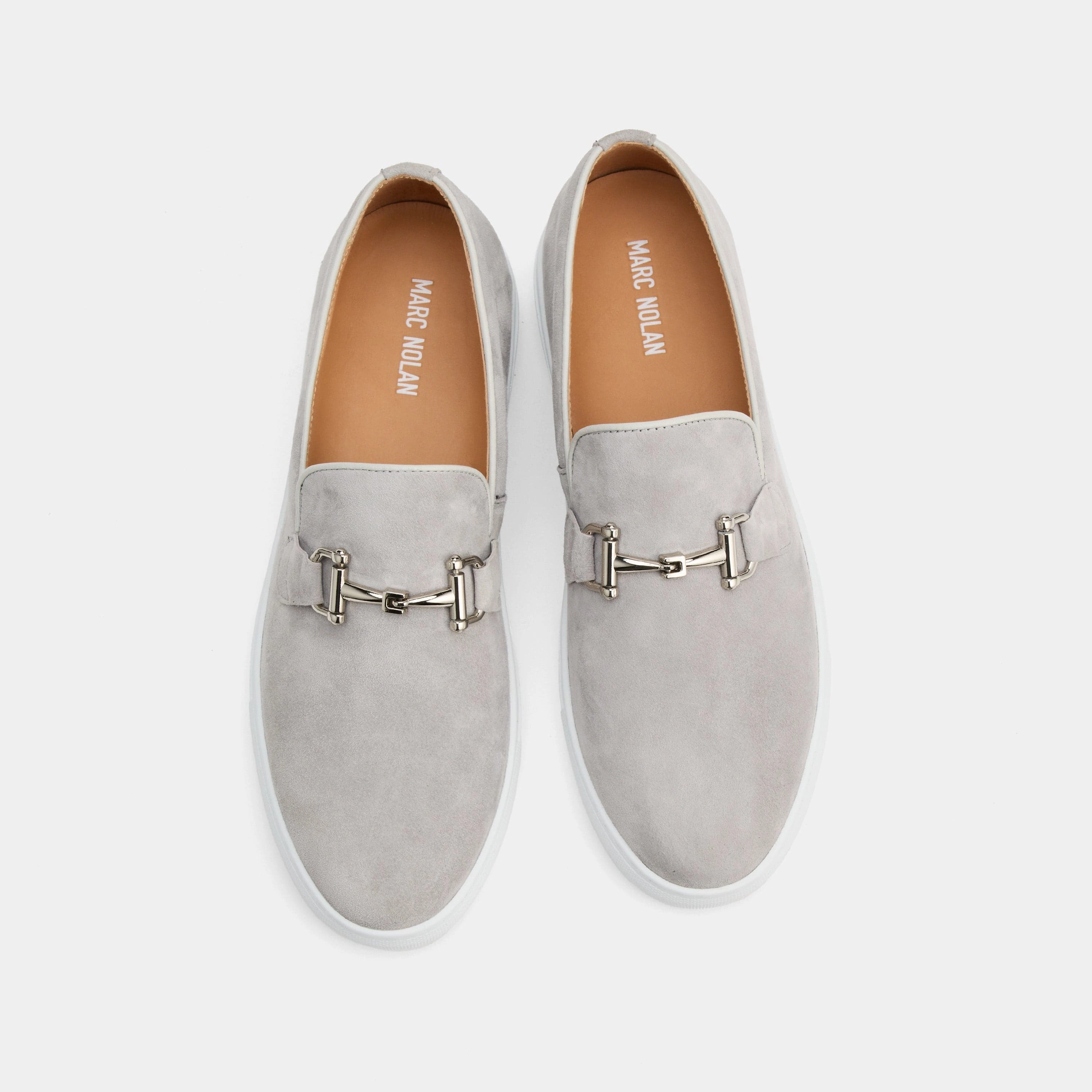 Roomy Toe Boardwalk Light Grey Suede Horse-Bit Sneakers