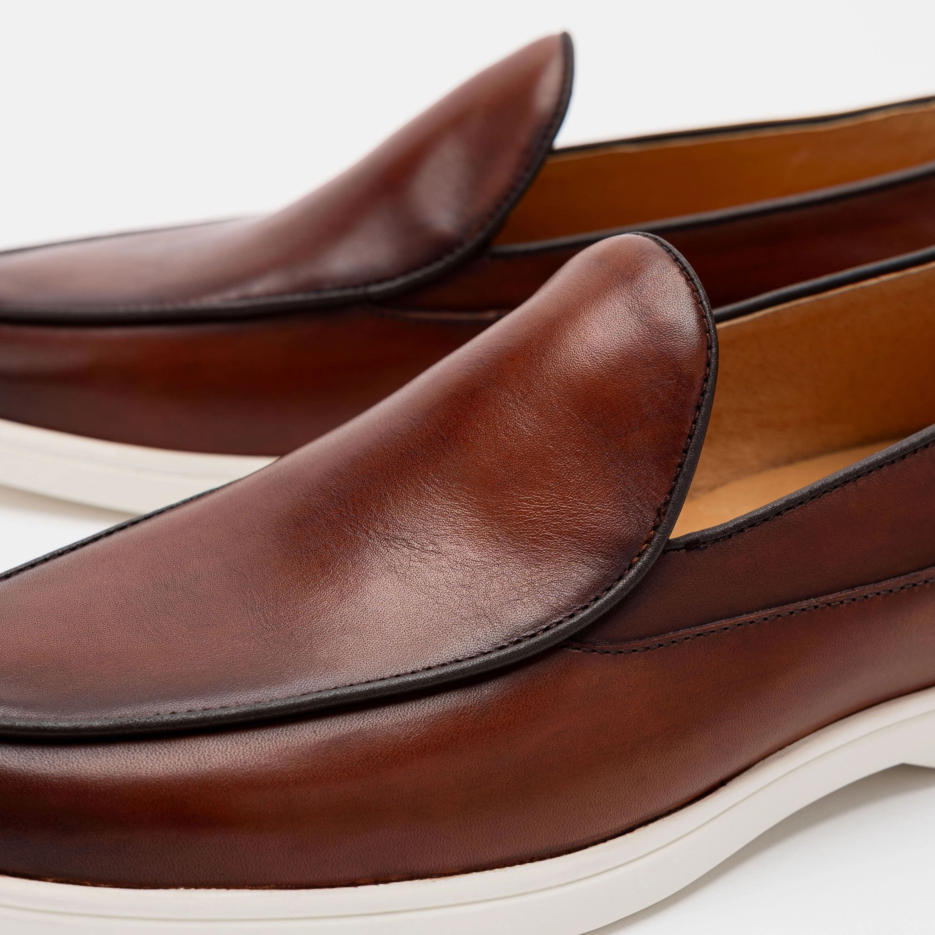 Runway Worthy Alessandro Mahogany Leather Venetian Loafers
