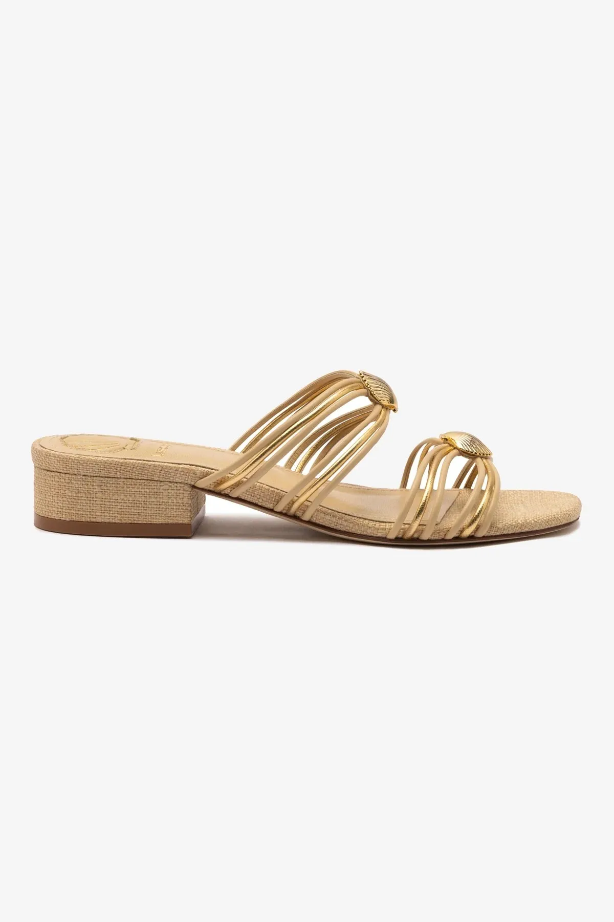 Supportive Footbed Design Shelly Flat Mule In Beige Raffia